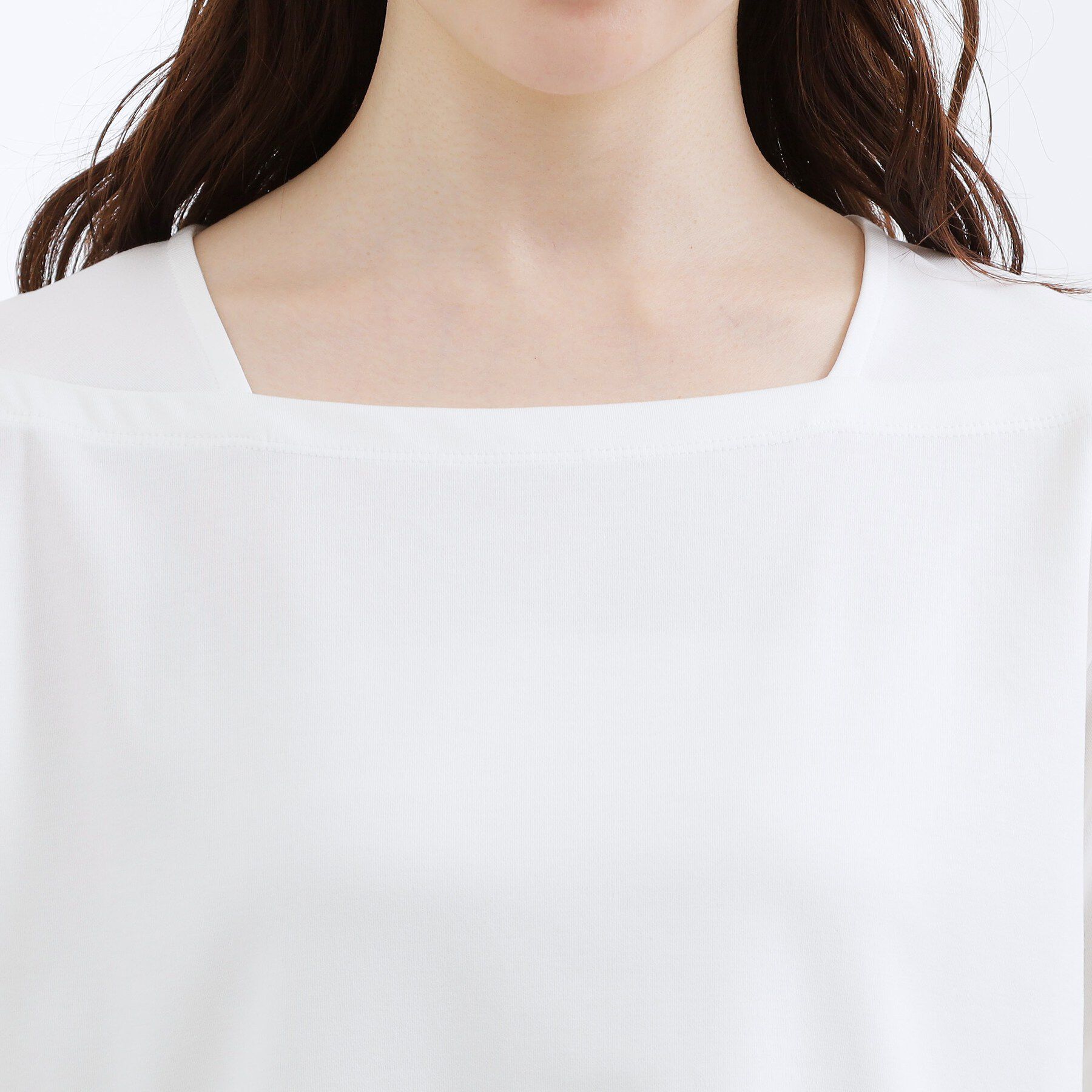 grove「【二の腕カバー/UVカット・ひんやり】袖口シアースクエアネックTシャツ」|Tシャツ・カットソー|