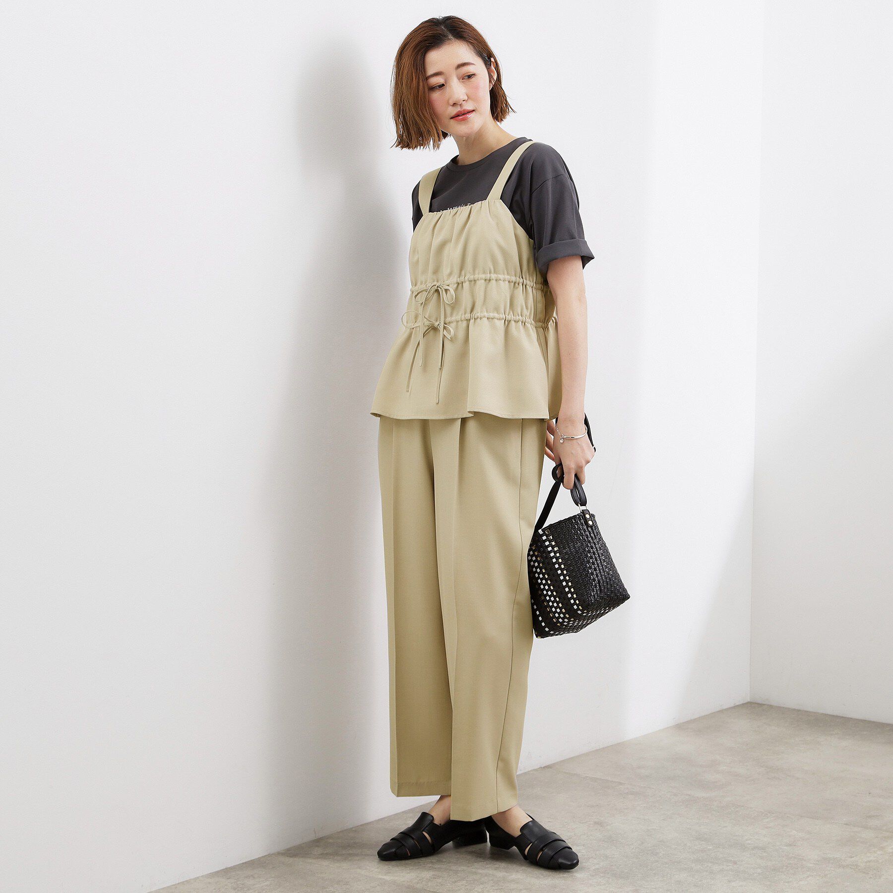 grove「高評価！シャーリングビスチェSET UP」|スーツ|ベージュ(052)