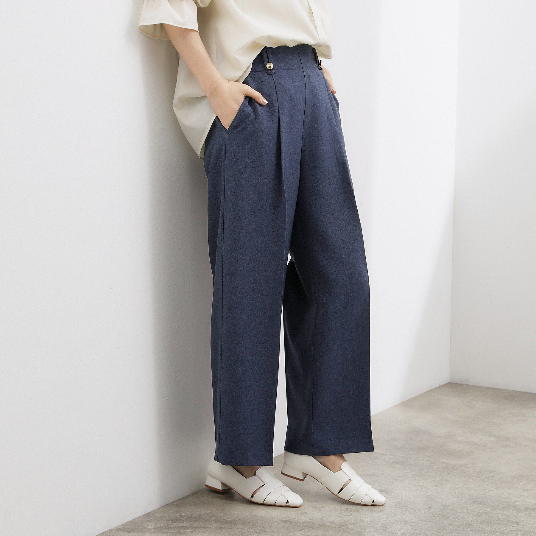 grove「【洗濯機OK】きちんと見えする、デニムライクワイドパンツ」|その他|ミッドブルー(094