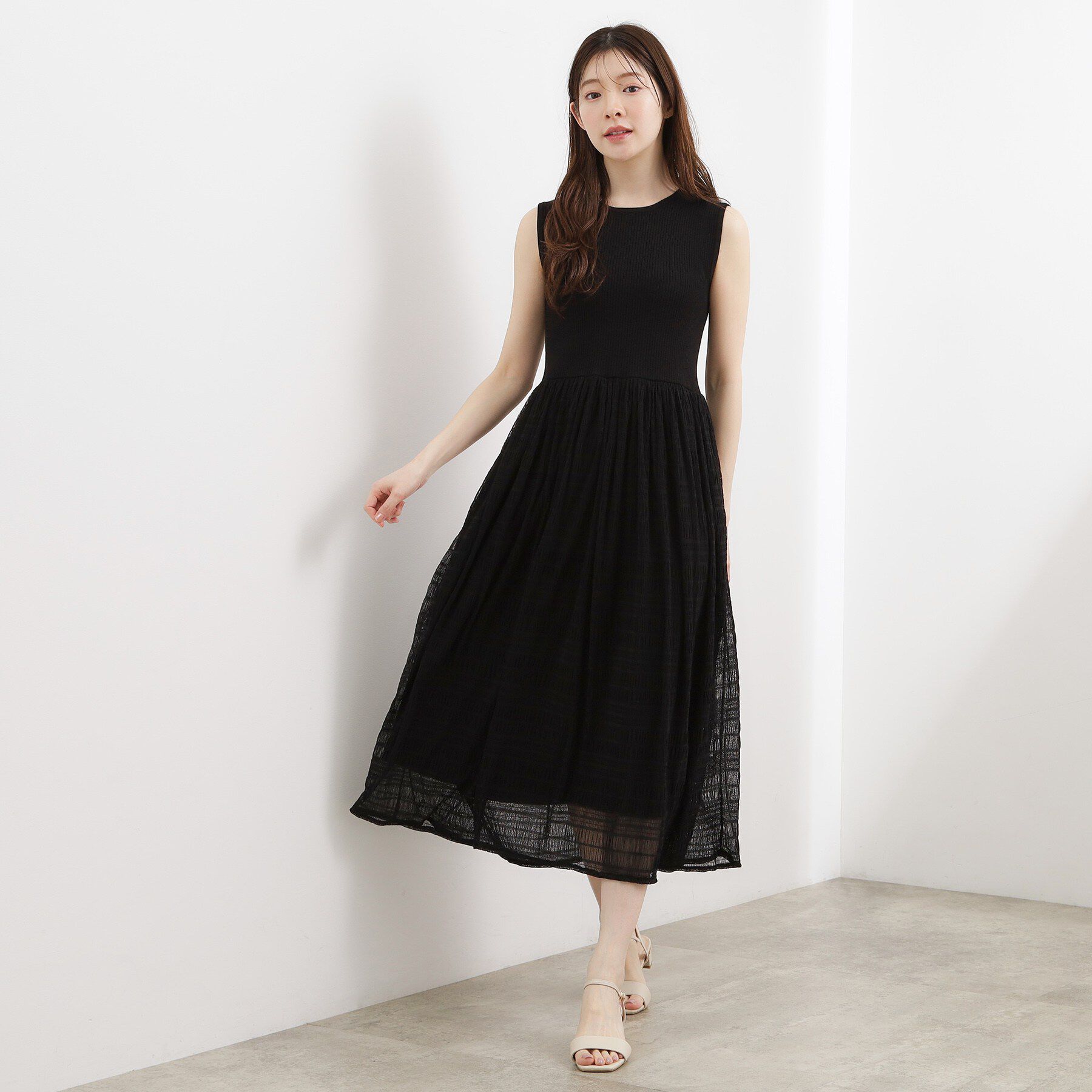 grove「夏のお出かけ、もっと楽しく。リブニット&times;チュール ドッキングワンピース」|ワンピース|