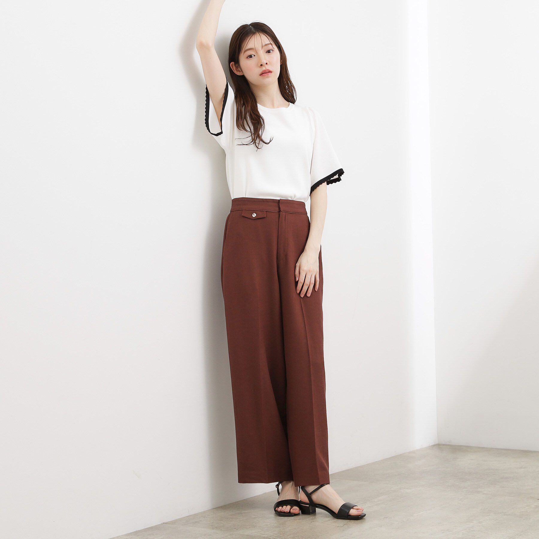 grove「高評価！【シリーズ累計36万枚！名品ニット】やわらかドライタッチ スカラップスリーブニット」|ニット・セーター|