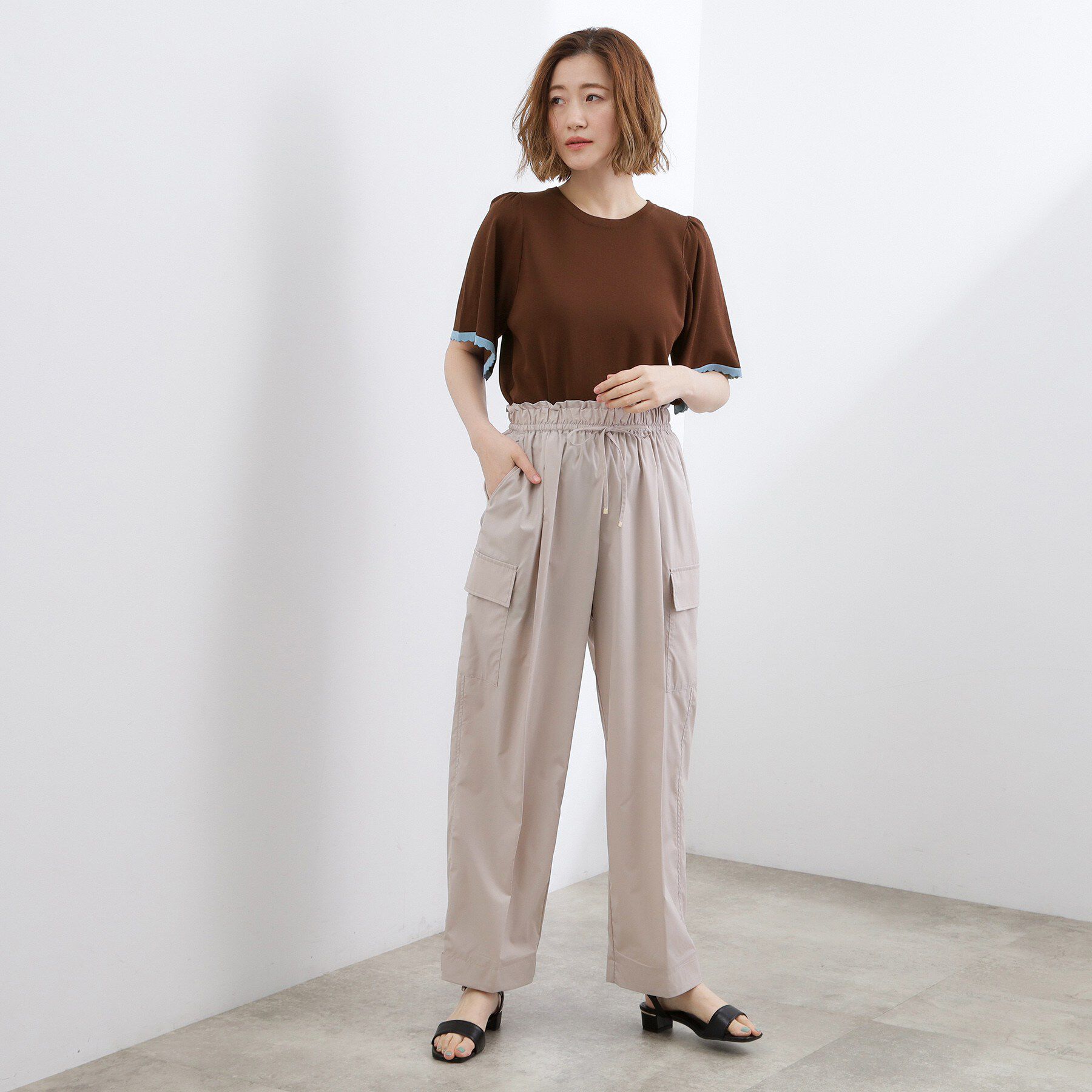 grove「高評価！【シリーズ累計36万枚！名品ニット】やわらかドライタッチ スカラップスリーブニット」|ニット・セーター|