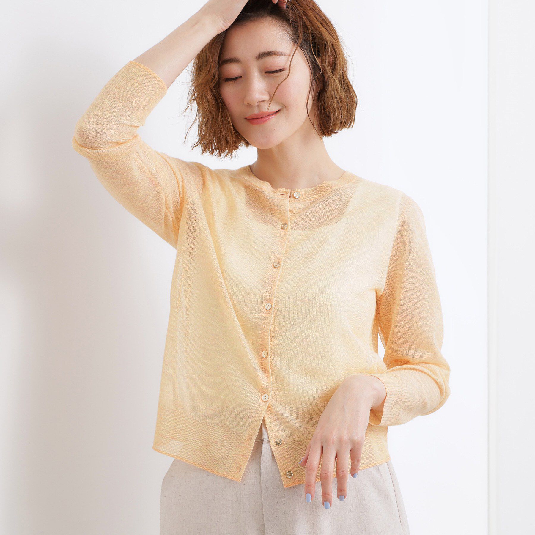 grove「高評価！【洗える/名品】大人の透け感、シアーカーディガン」|カーディガン|