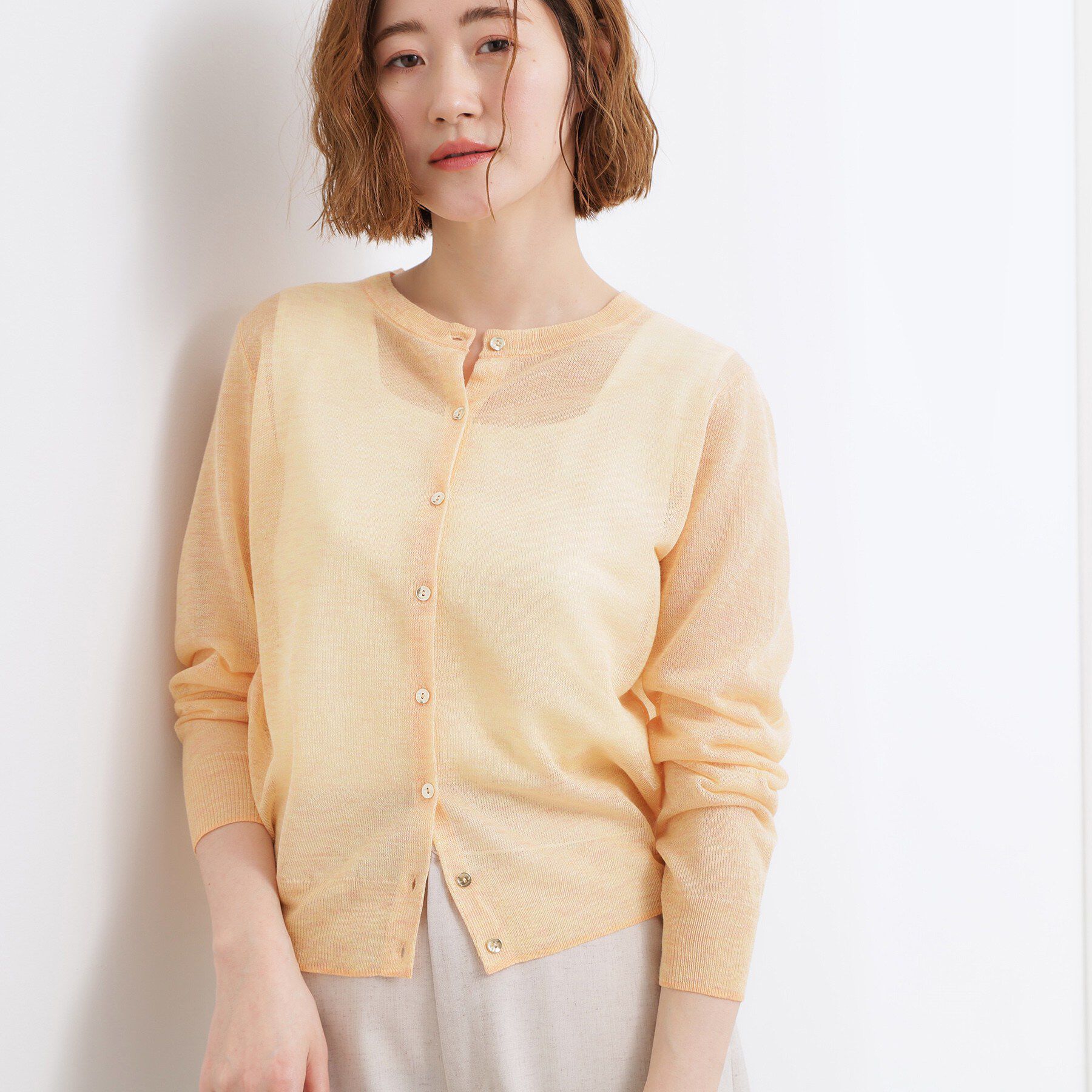 grove「高評価！【洗える/名品】大人の透け感、シアーカーディガン」|カーディガン|オレンジ(065)