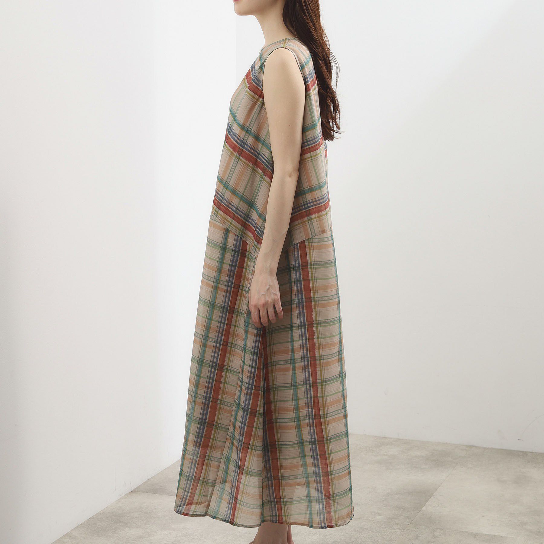 grove「【洗える・体型カバー】アートチェックワンピース」|ワンピース|
