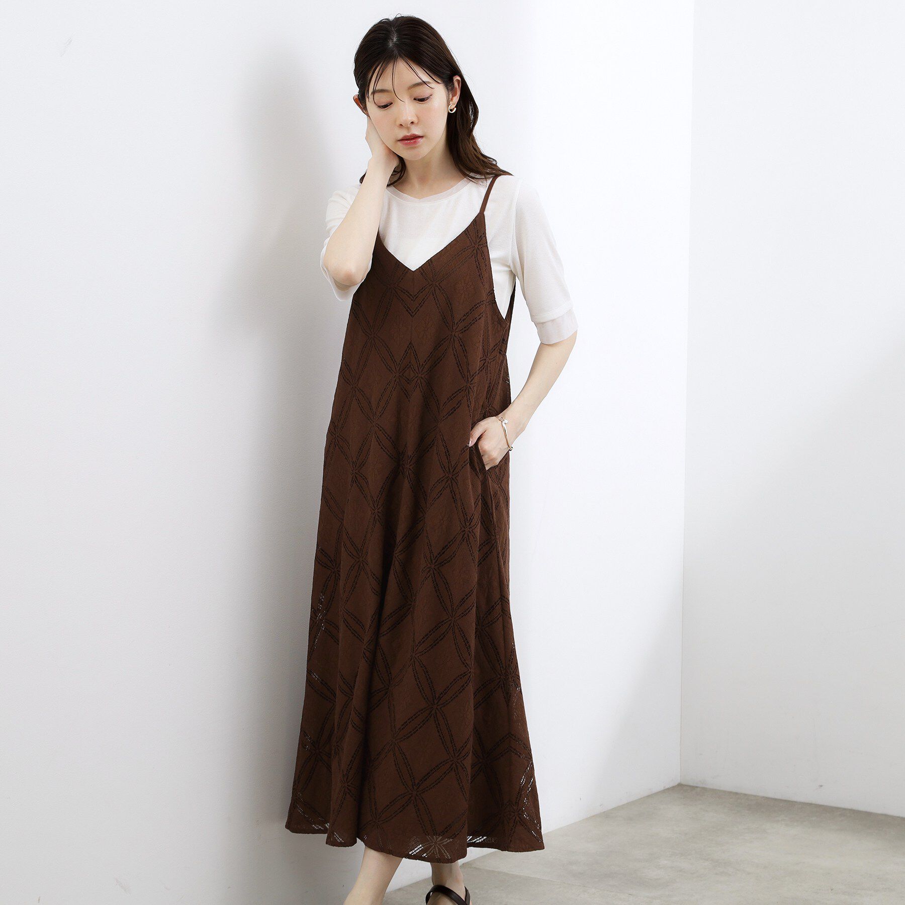 grove「【洗える】レースキャミワンピース」|ワンピース|