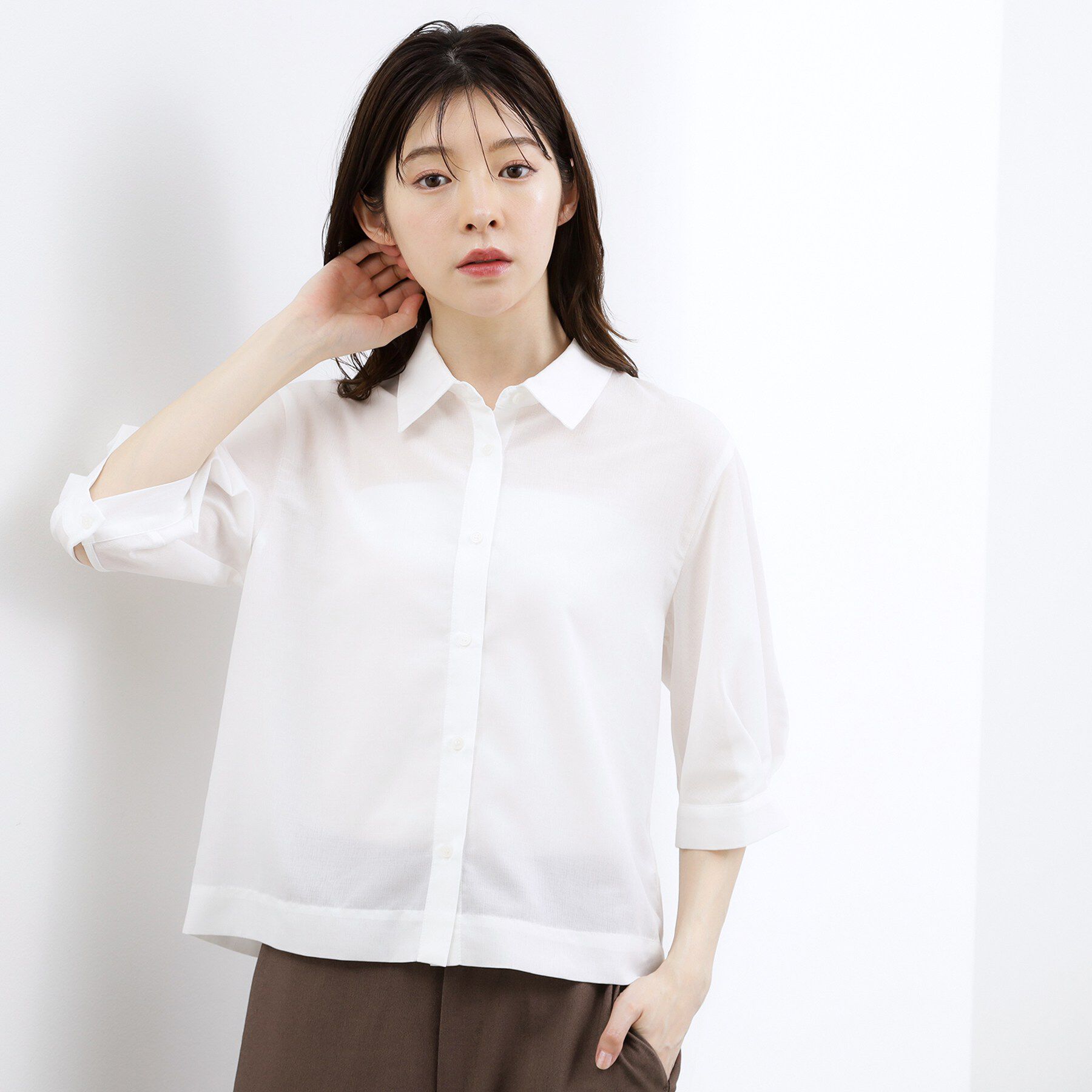 grove「【2点SET・二の腕カバー】レースベスト&times;シアーブラウスSET」|シャツ・ブラウス|
