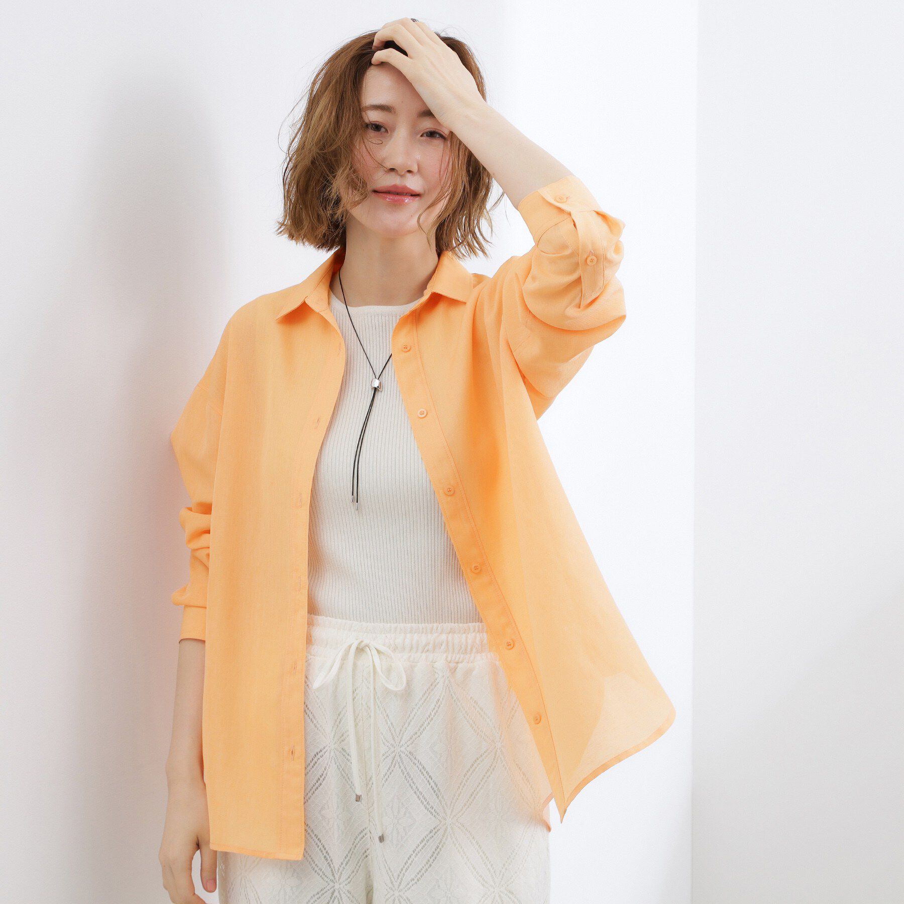 grove「【洗濯機OK・ひんやり】朝晩の気温差に◎軽やかシアーシャツ」|シャツ・ブラウス|