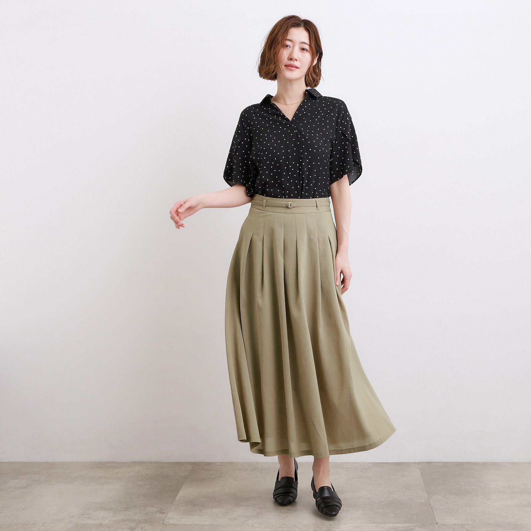 grove「【洗える】ON/OFF使える、ベルト付フレアスカート」|スカート|
