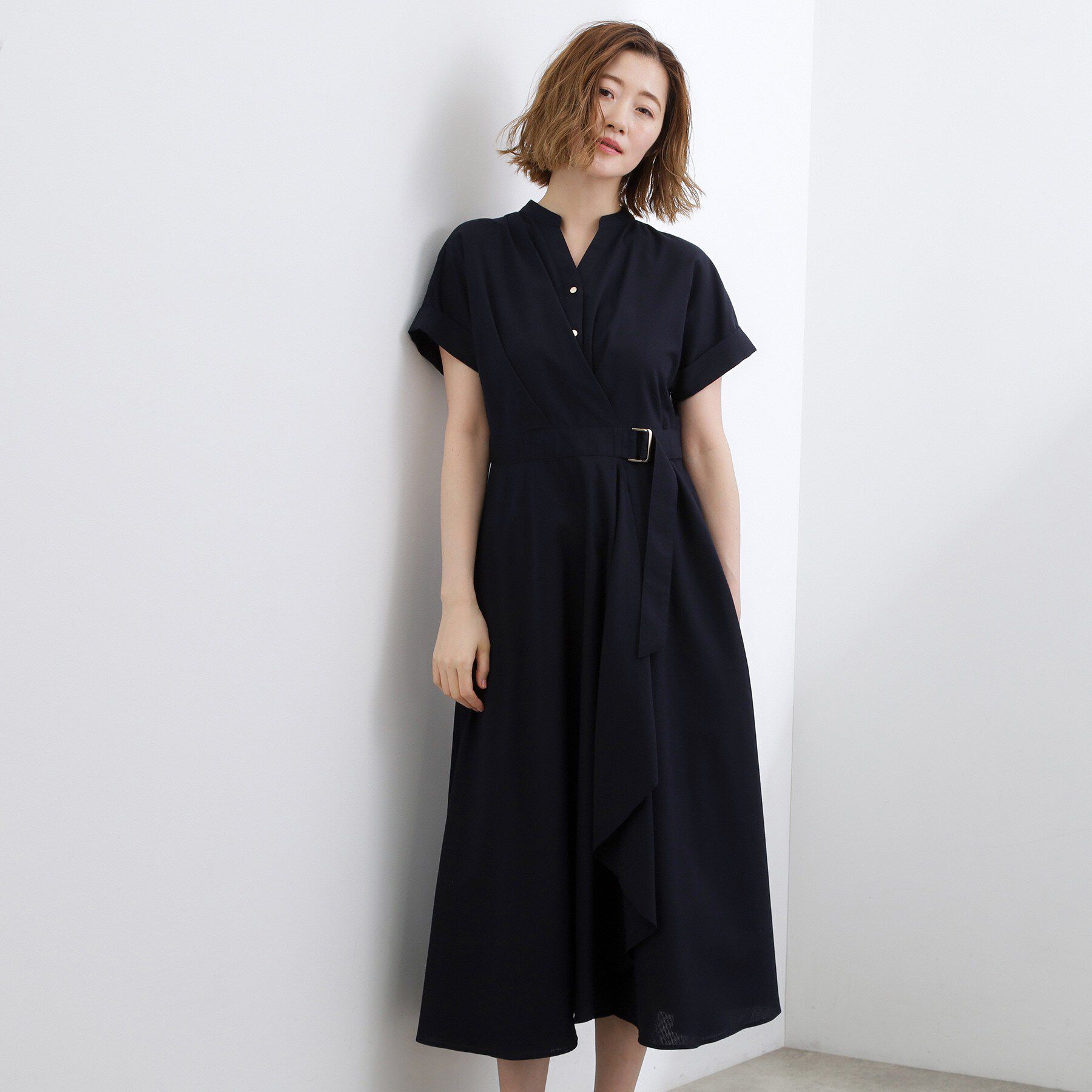 grove「【洗える】さらっと軽やか、カシュクール風サッカーワンピース」|ワンピース|