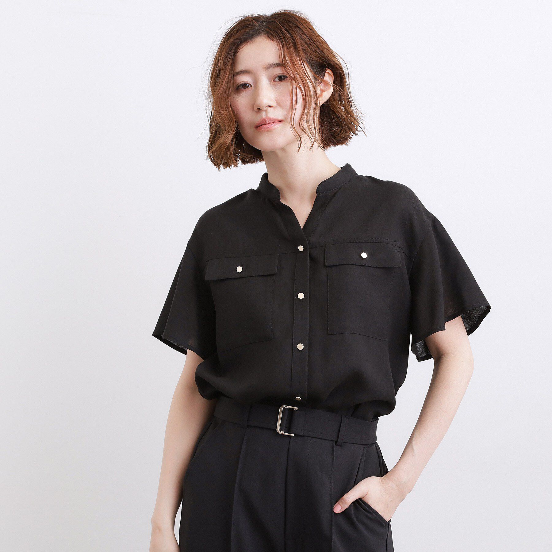 grove「【洗濯機OK・ひんやり/SETUP可】シワになりにくい、フレアスリーブブラウス」|シャツ・ブラウス|