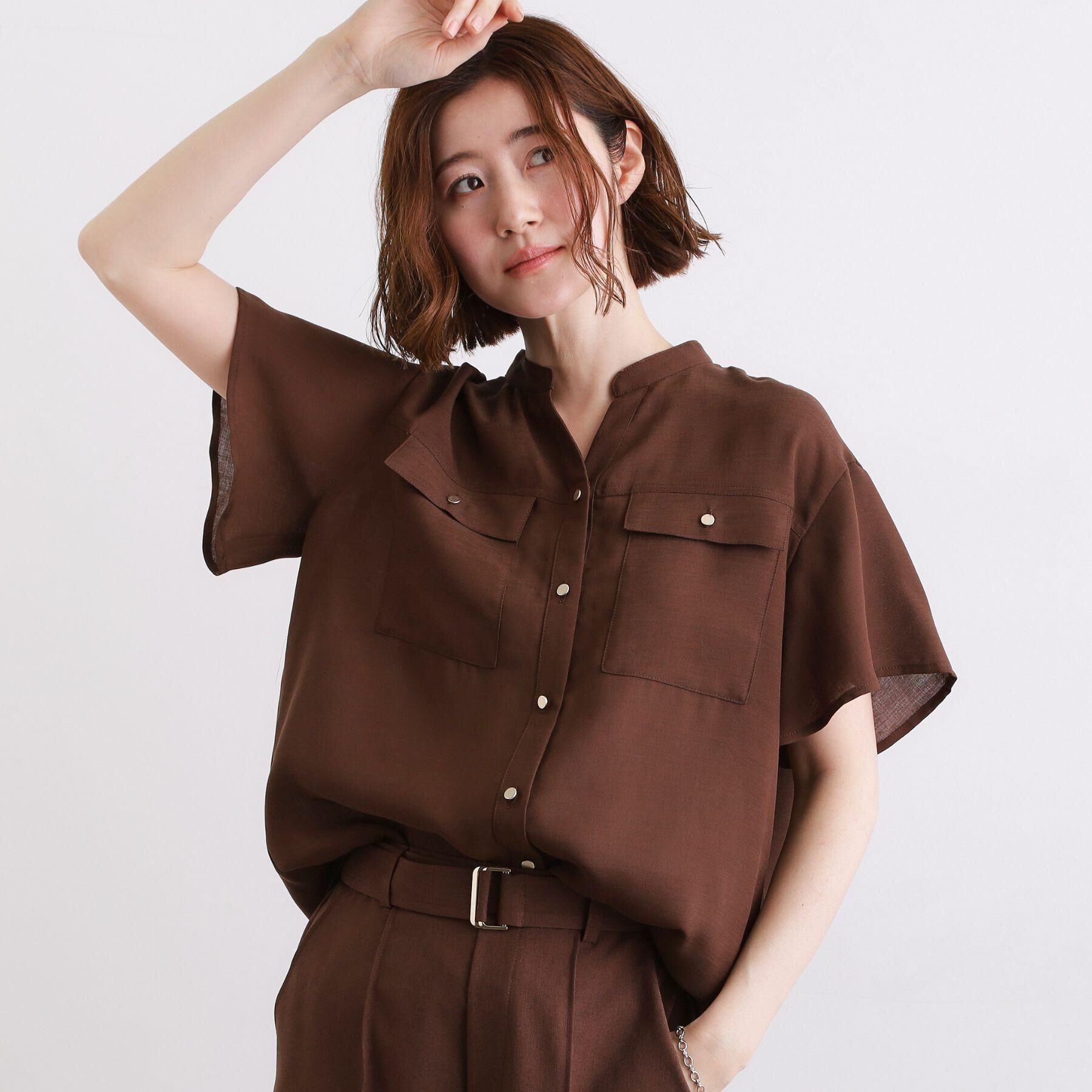 grove「【洗濯機OK・ひんやり/SETUP可】シワになりにくい、フレアスリーブブラウス」|シャツ・ブラウス|