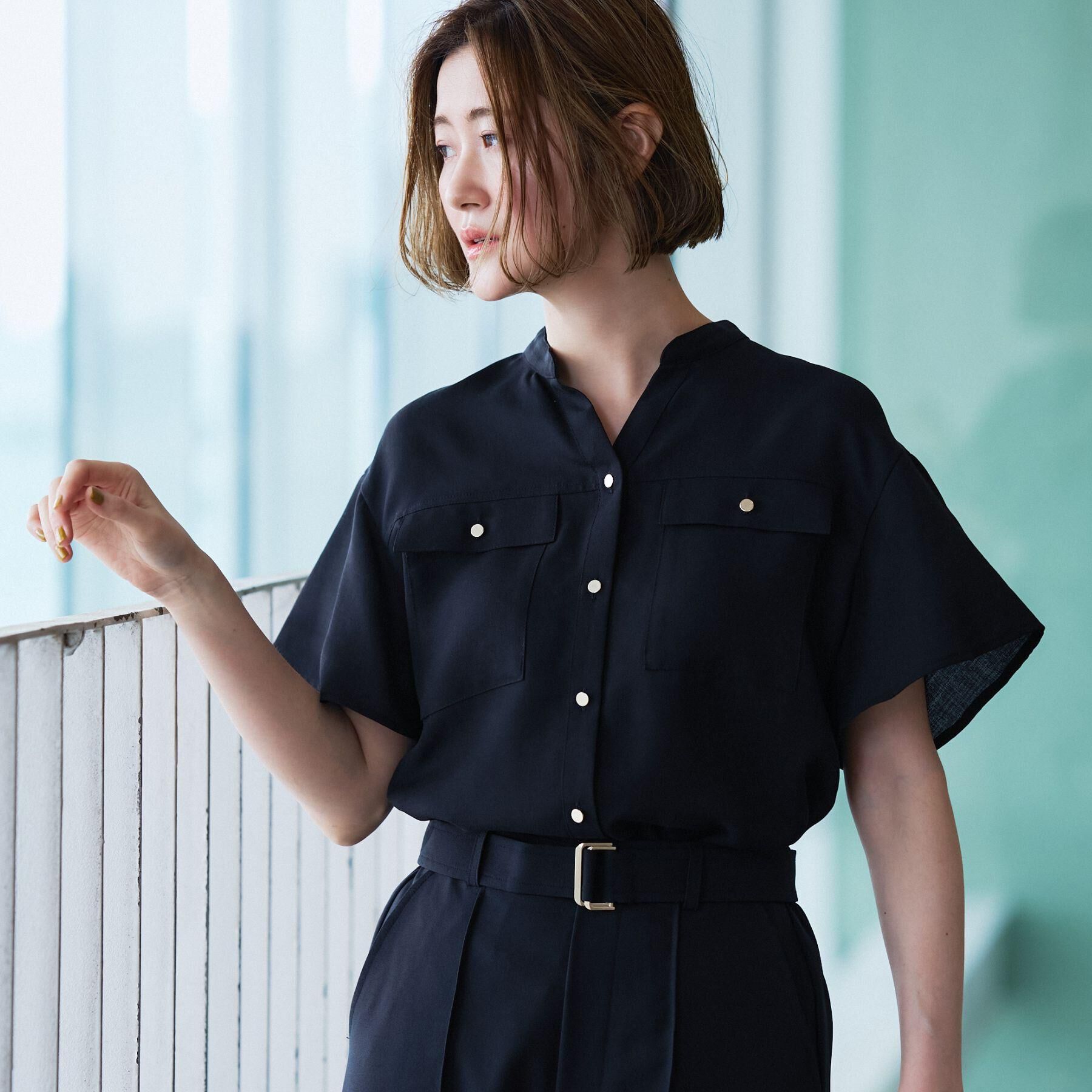grove「【洗濯機OK・ひんやり/SETUP可】シワになりにくい、フレアスリーブブラウス」|シャツ・ブラウス|