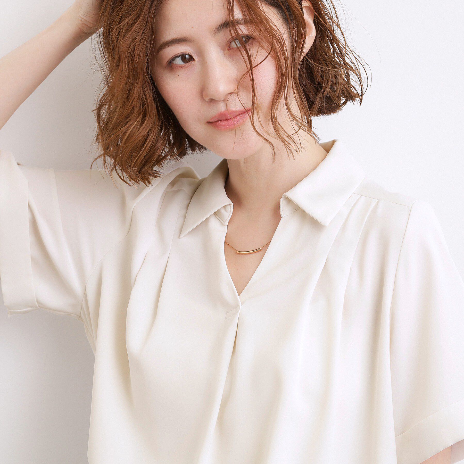 grove「半袖になって再登場！【洗える】チャーム付きマルチWAYボウタイブラウス」|シャツ・ブラウス|