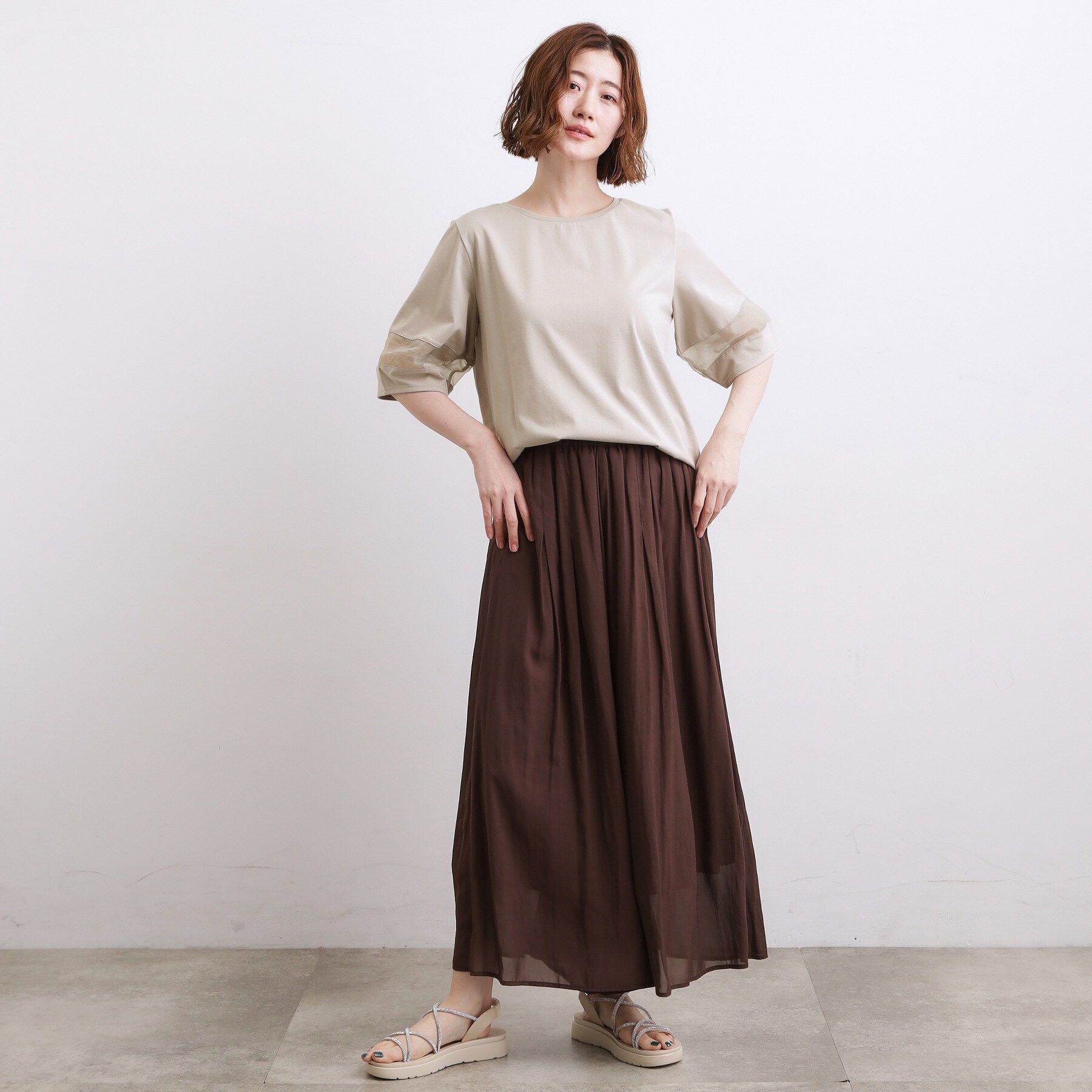 grove「【吸水速乾・UVカット・接触冷感】シアードッキングランタンスリーブTシャツ」|Tシャツ・カットソー|