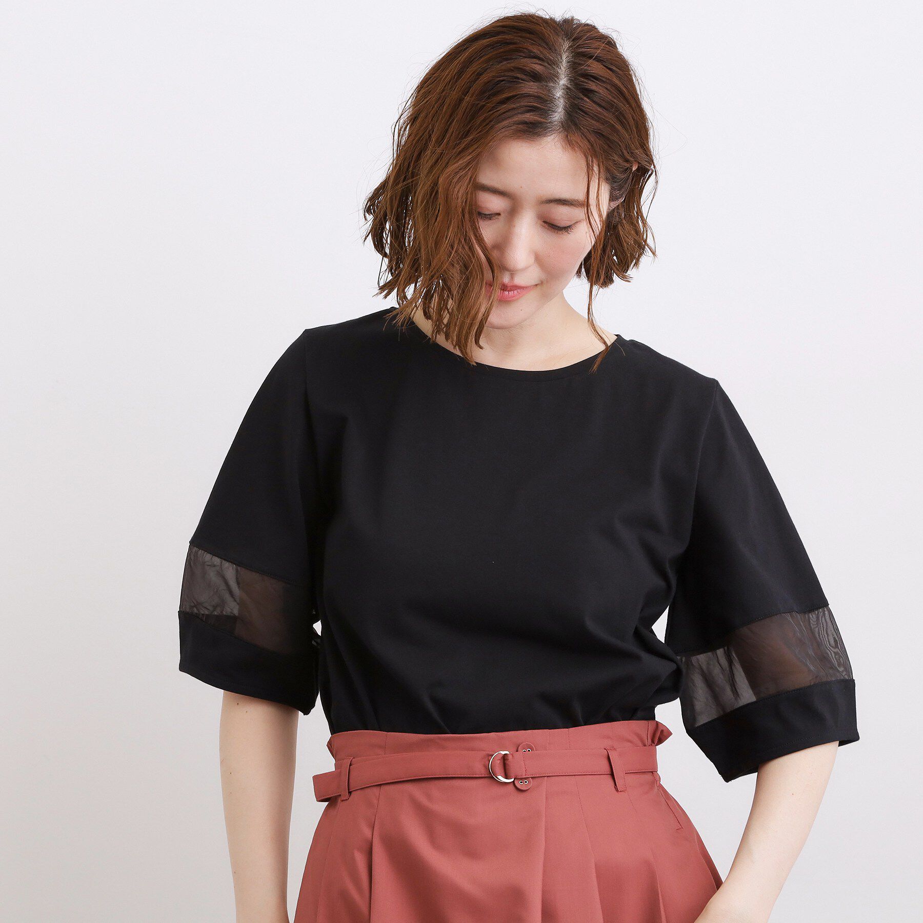 grove「【吸水速乾・UVカット・接触冷感】シアードッキングランタンスリーブTシャツ」|Tシャツ・カットソー|ブラック(019)