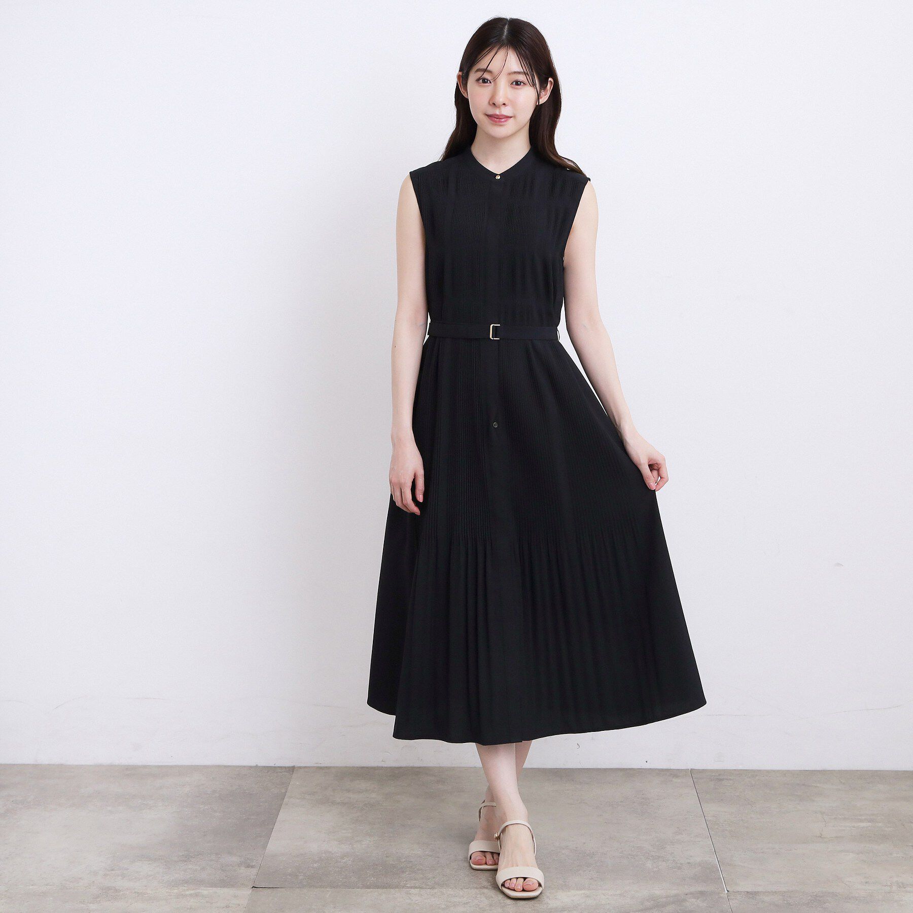 grove「【低身長さんも選べる着丈・洗濯機◎】プリーツベルトワンピース」|ワンピース|