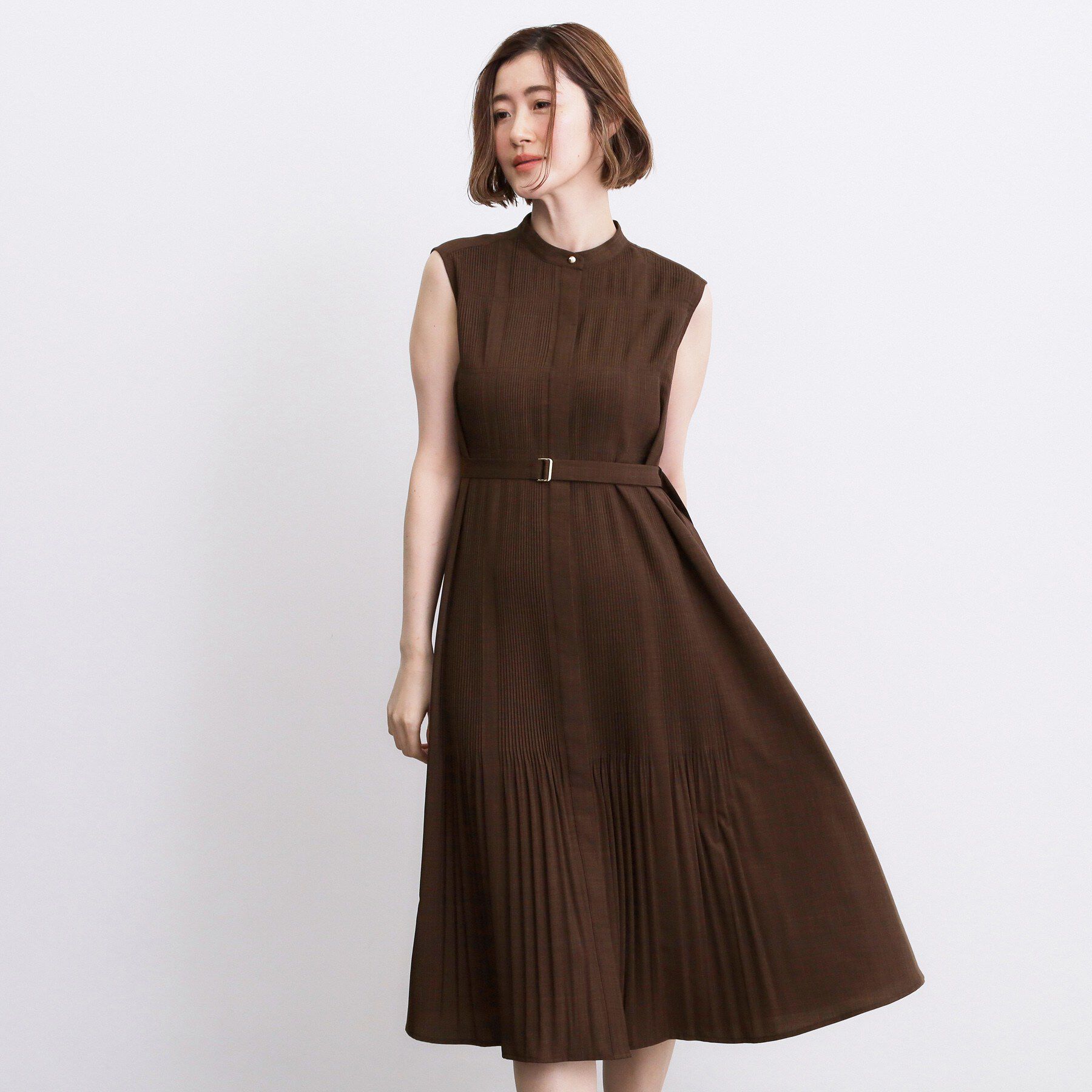 grove「【低身長さんも選べる着丈・洗濯機◎】プリーツベルトワンピース」|ワンピース|