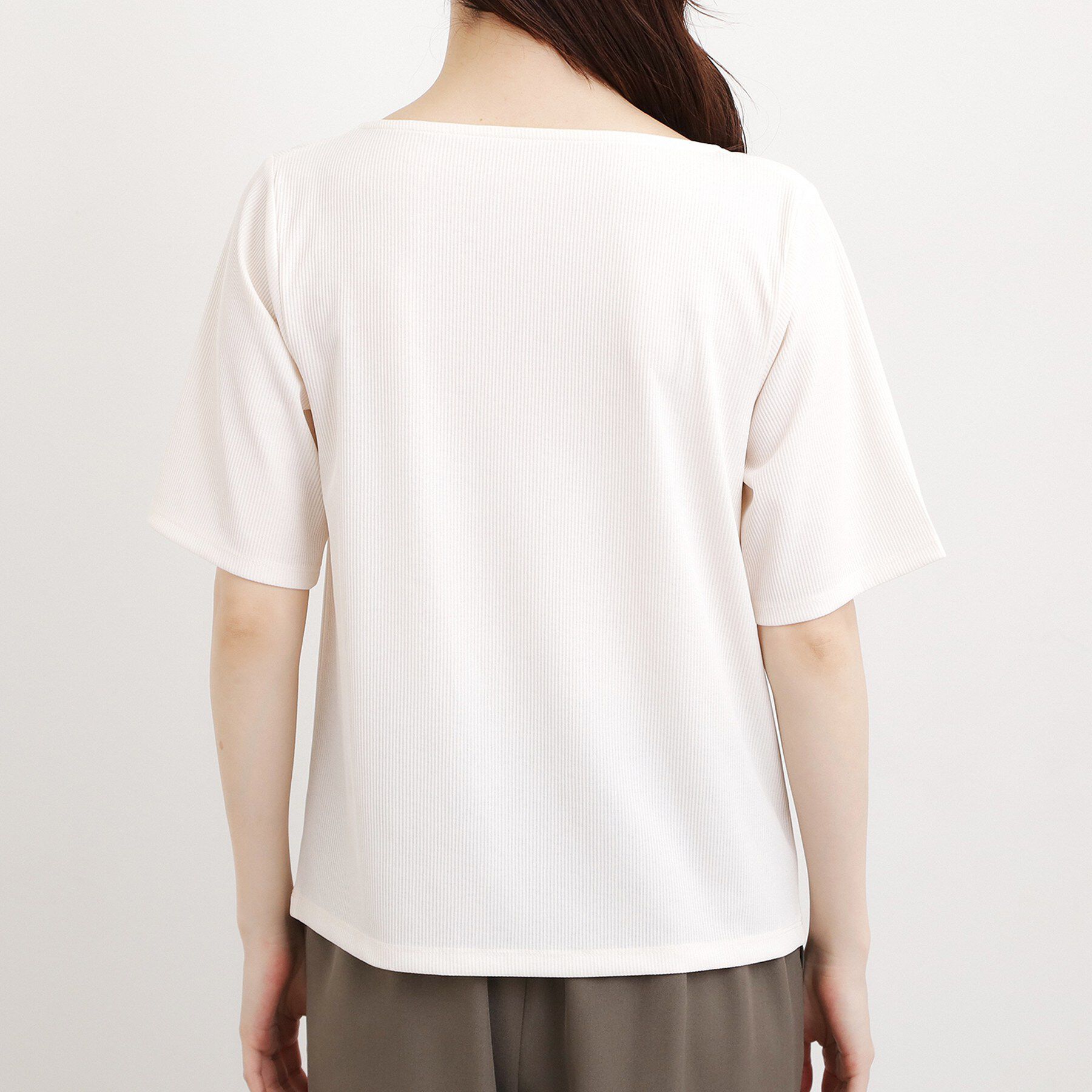 grove「着るだけで旬顔 ドレープネックテレコTシャツ」|Tシャツ・カットソー|