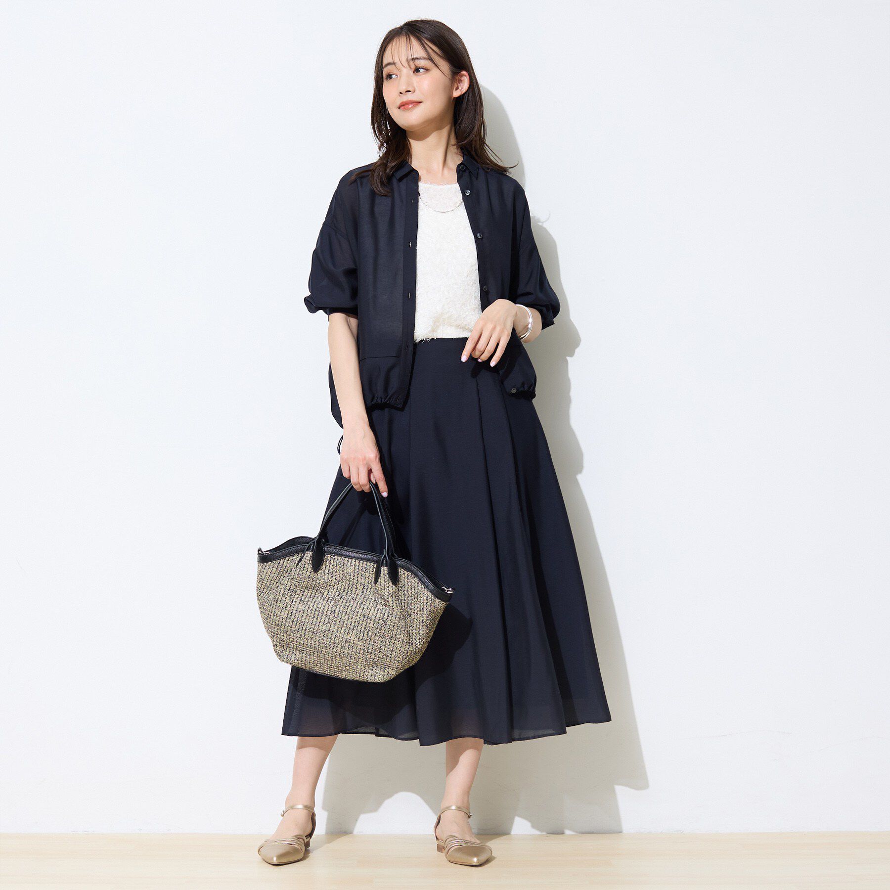INDIVI「【インナーとしても活躍！】フリンジジャカードチュニック」|シャツ・ブラウス|