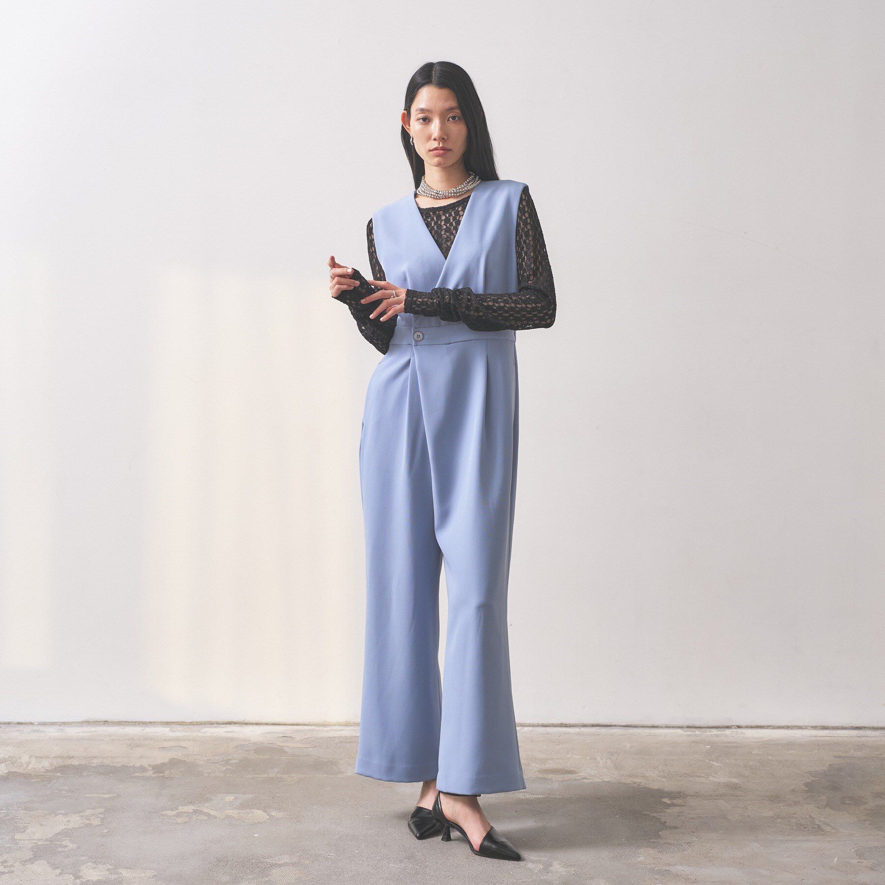 GALLEST「【オケージョン／セレモニー／セットアップ可能】ダブルクロスサロペット」|オールインワン|サックスブルー(09