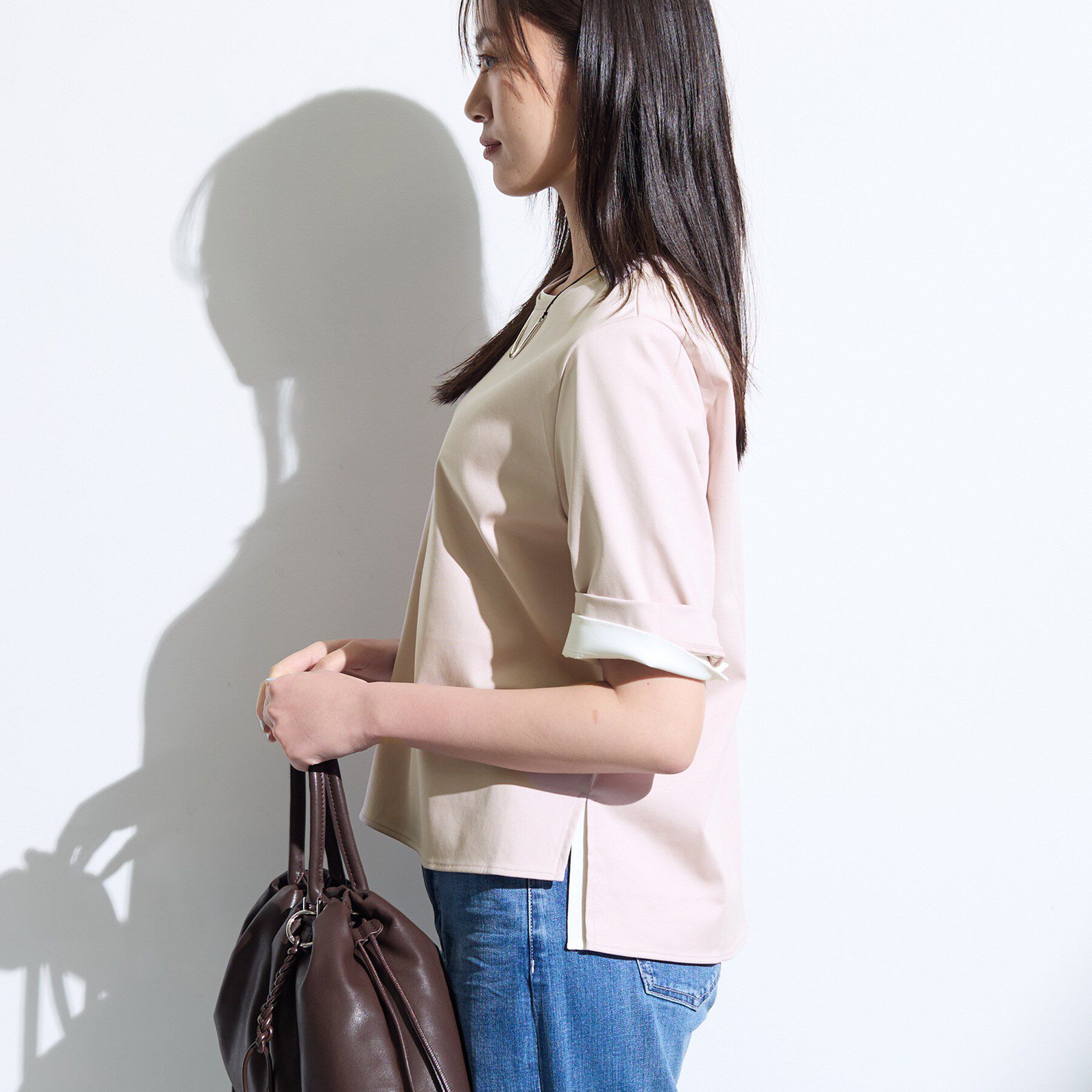 INDIVI「【抗菌防臭／消臭】上品光沢コットンTシャツ」|Tシャツ・カットソー|