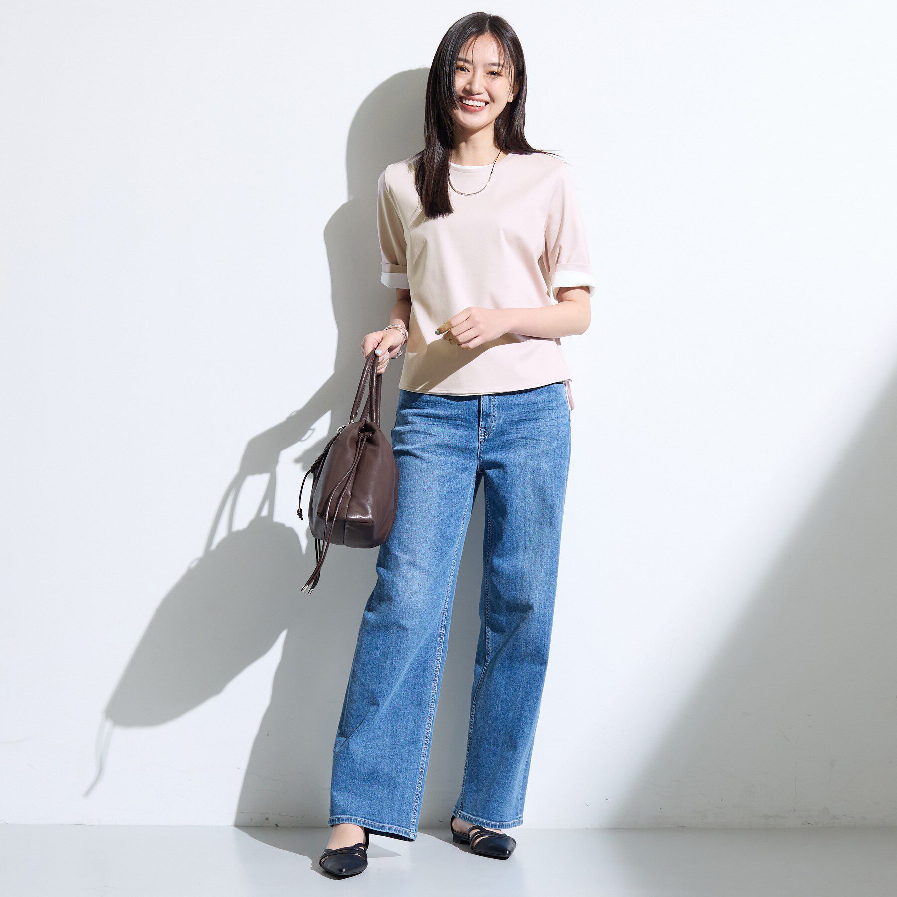 INDIVI「【抗菌防臭／消臭】上品光沢コットンTシャツ」|Tシャツ・カットソー|