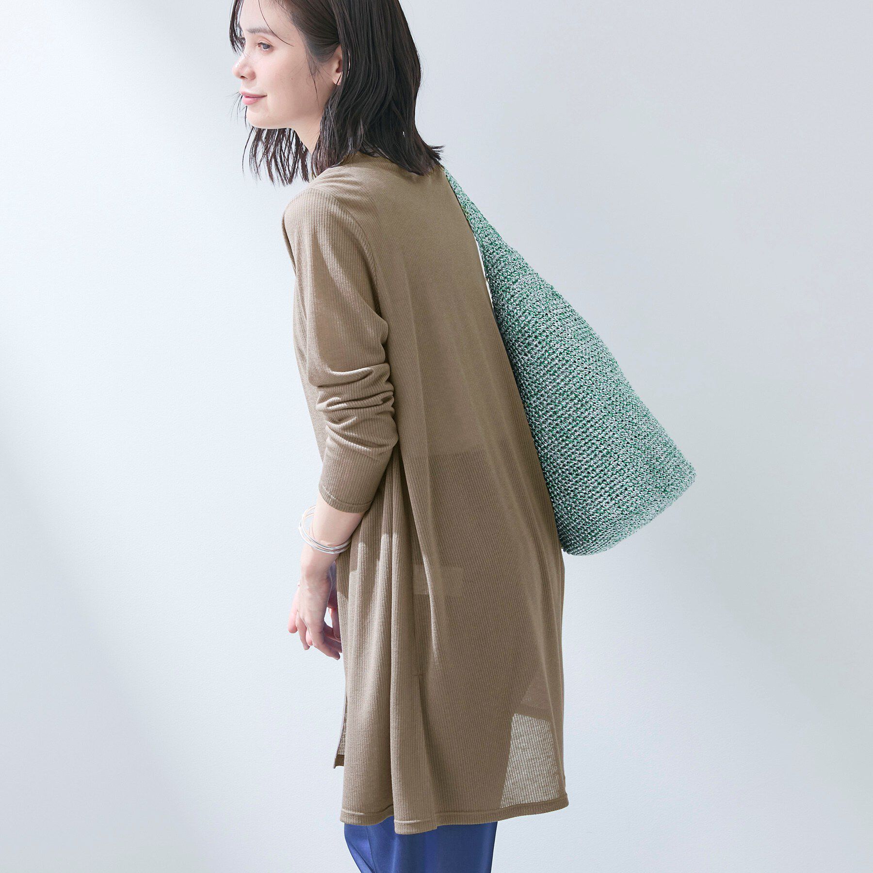 INDIVI「【洗える／アンサンブル可能】シアーストライプカーディガン」|カーディガン|
