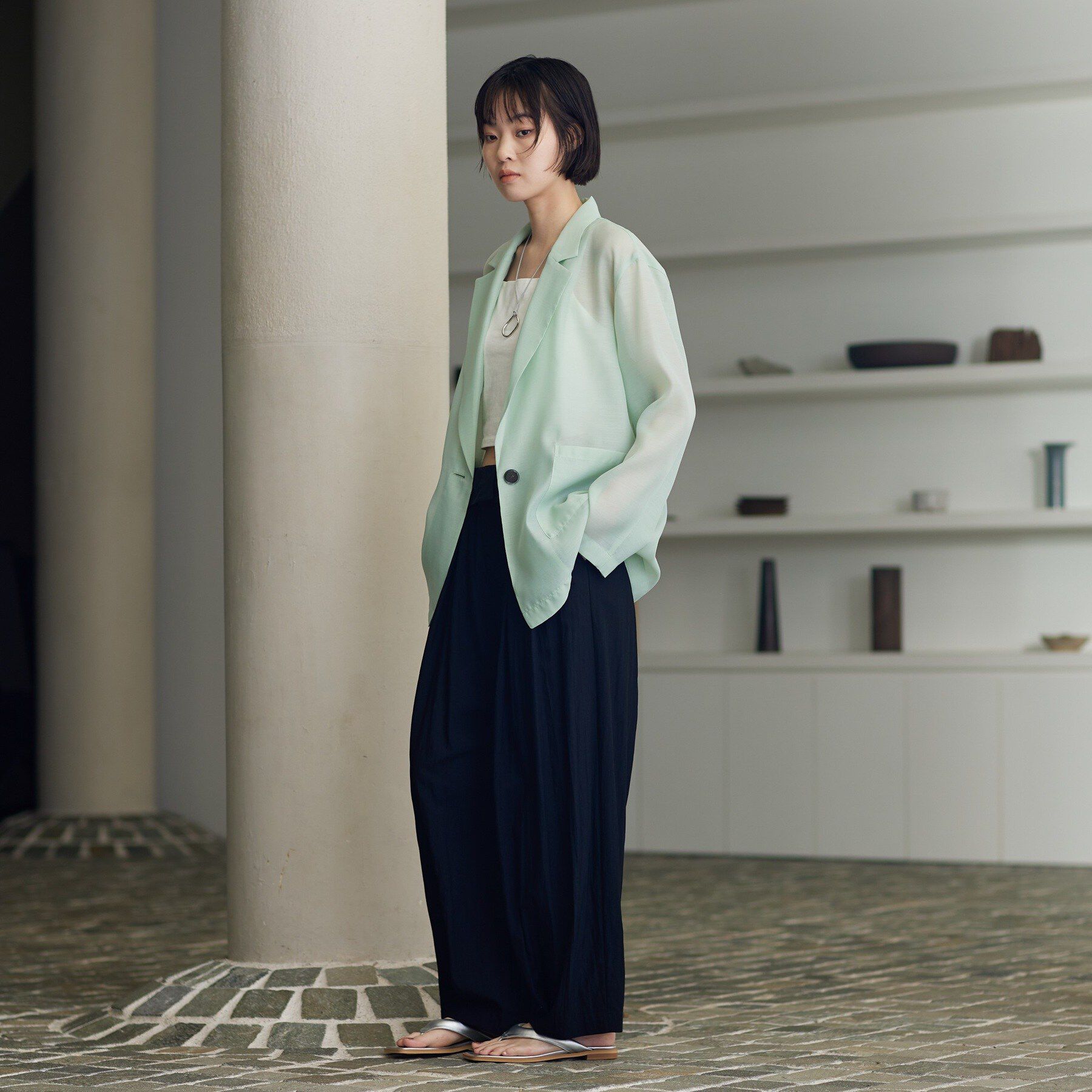 GALLEST「【接触冷感/通気性】シアーシャツジャケット」|テーラードジャケット|