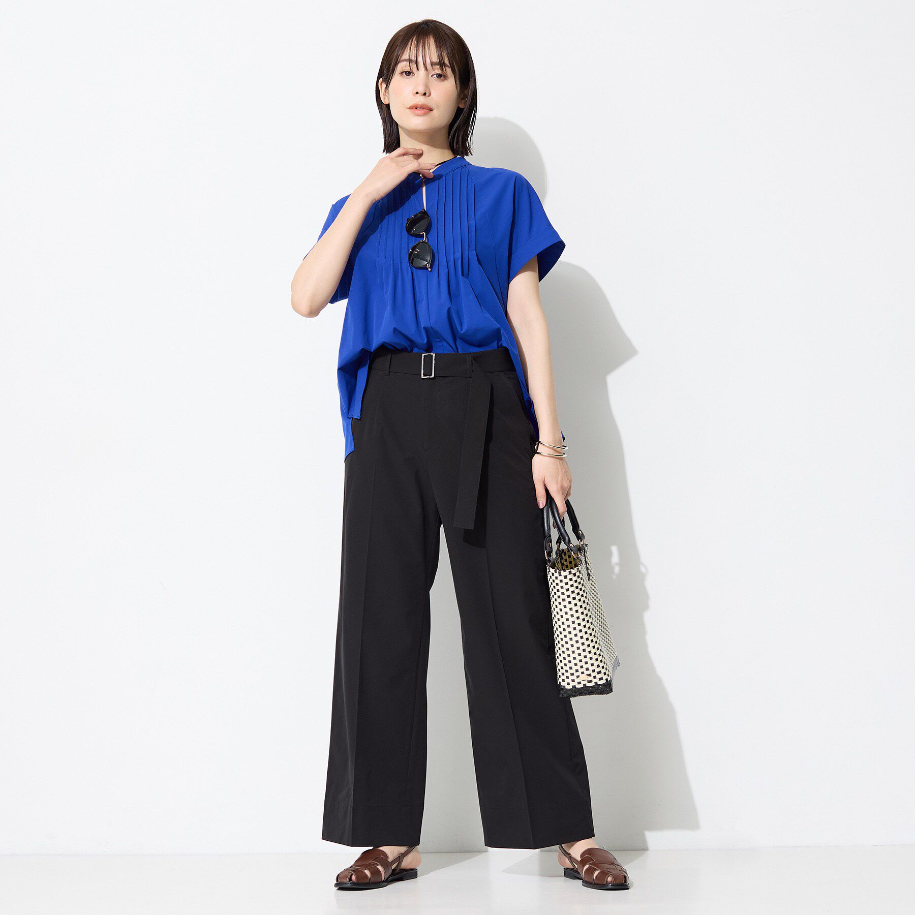 INDIVI「【撥水／UVケア／SETUP可能】軽量ベルト付ワイドストレートパンツ」|その他|
