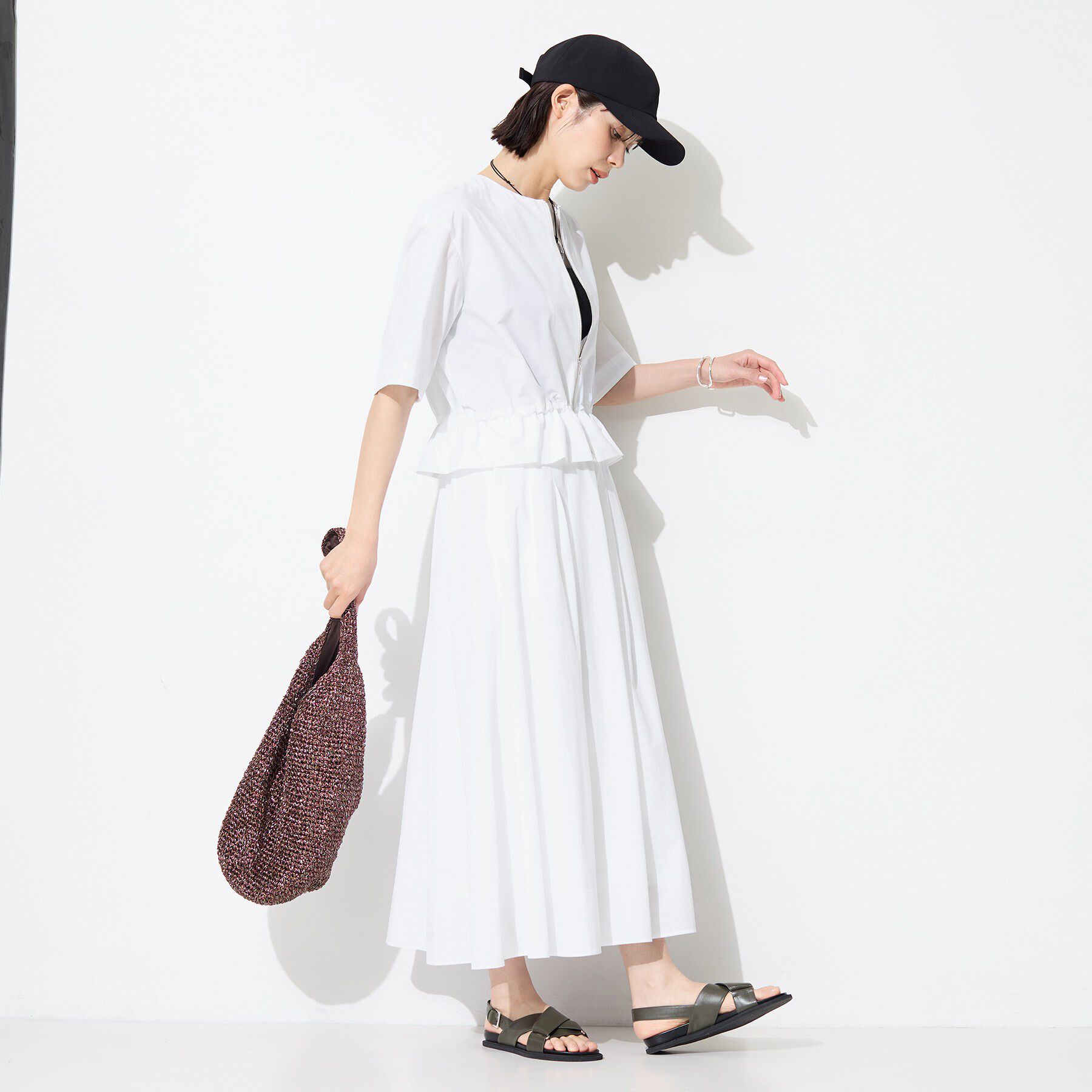INDIVI「【撥水／UVケア／SETUP可能】軽量マキシ丈タックスカート」|スカート|