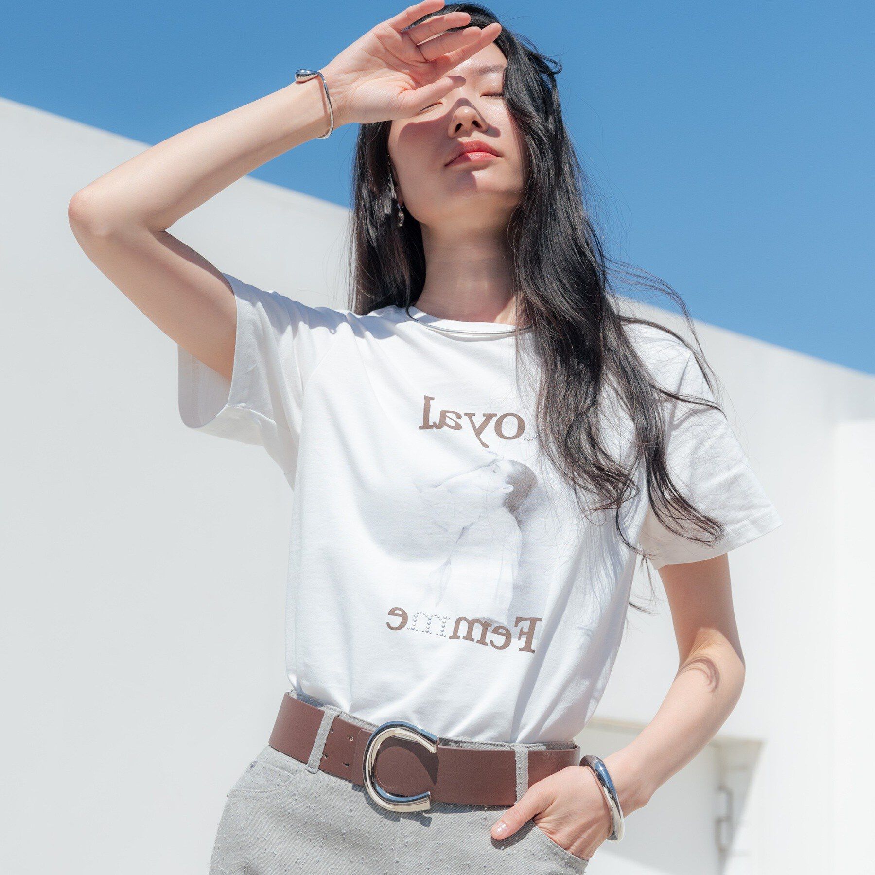GALLEST「タイポグラフィTシャツ【接触冷感】」|Tシャツ・カットソー|ホワイト(501)