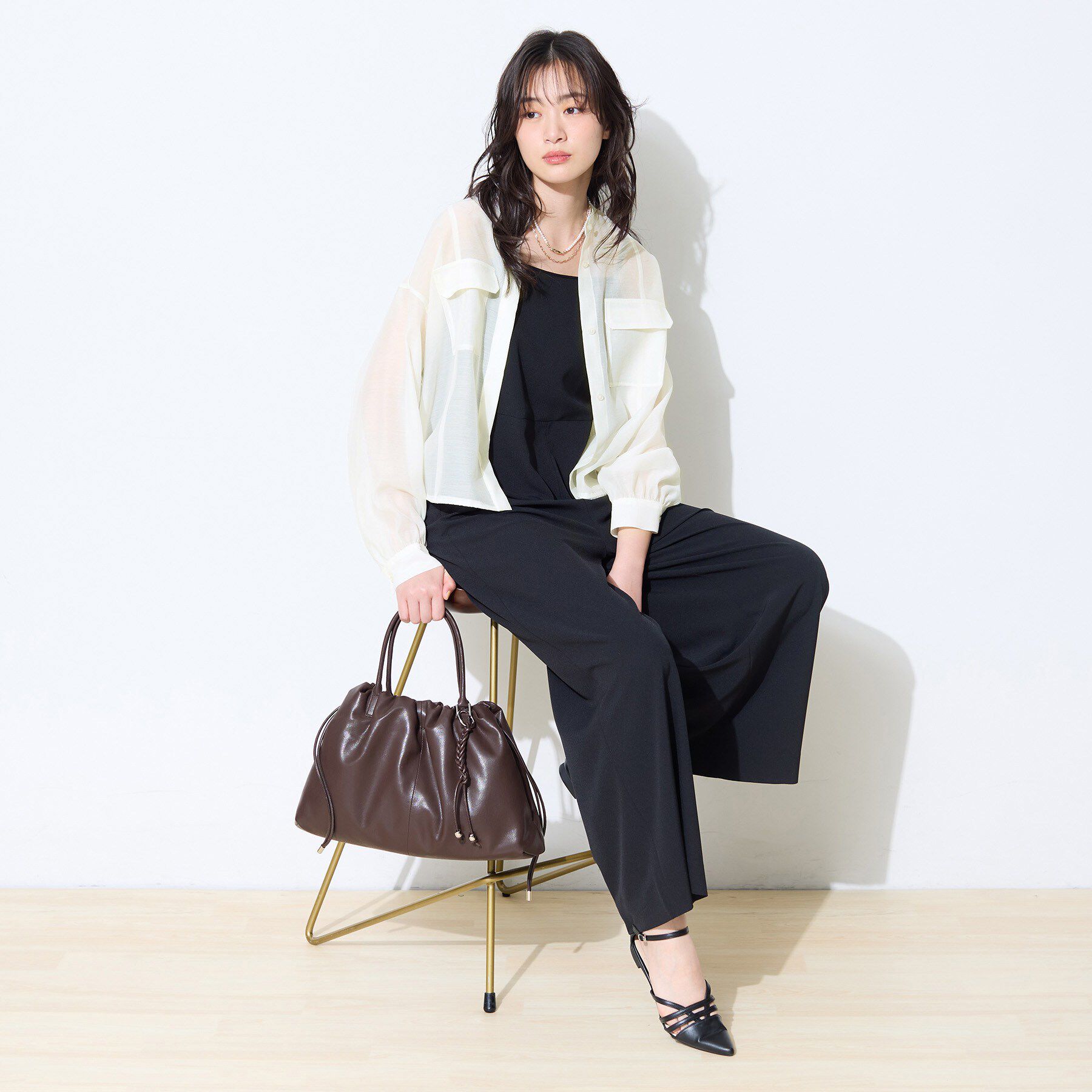 INDIVI「【トレンド／2WAY】裾ドロスト付きシアーブラウスブルゾン」|シャツ・ブラウス|