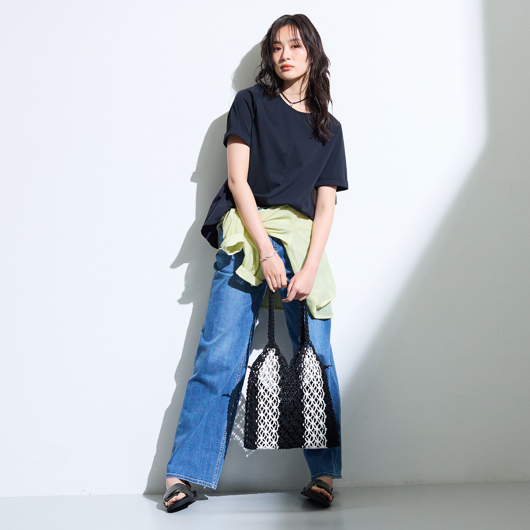 INDIVI「【バックシャン】異素材ドッキングプルオーバー」|Tシャツ・カットソー|