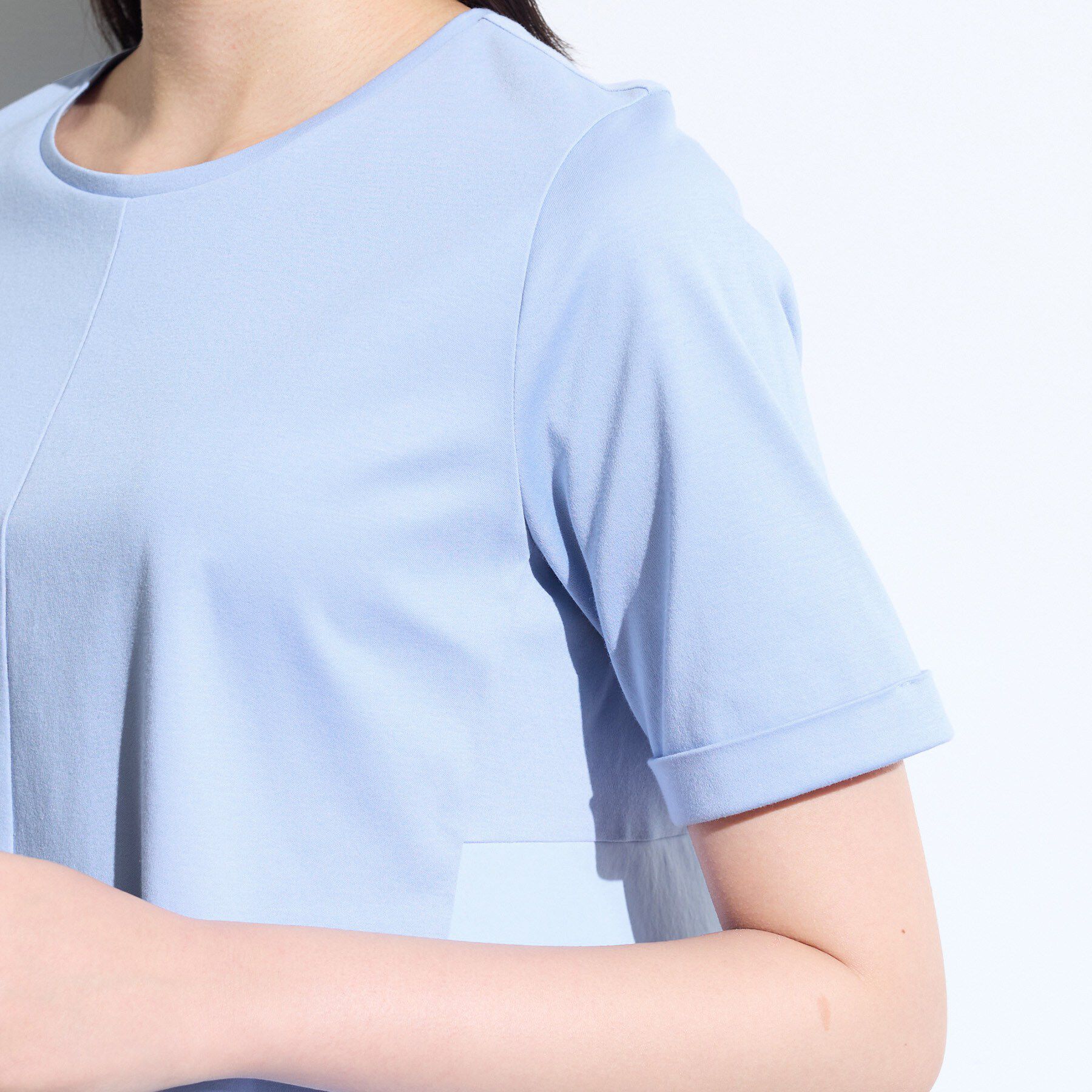 INDIVI「【バックシャン】異素材ドッキングプルオーバー」|Tシャツ・カットソー|