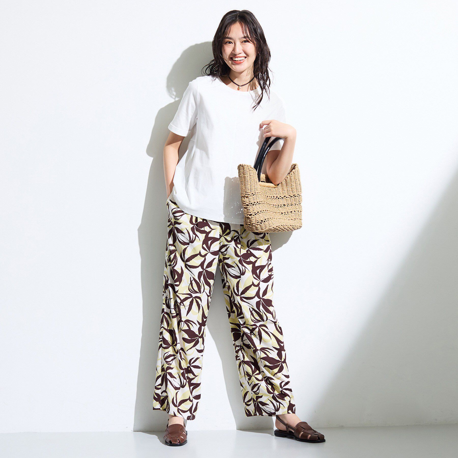 INDIVI「【バックシャン】異素材ドッキングプルオーバー」|Tシャツ・カットソー|