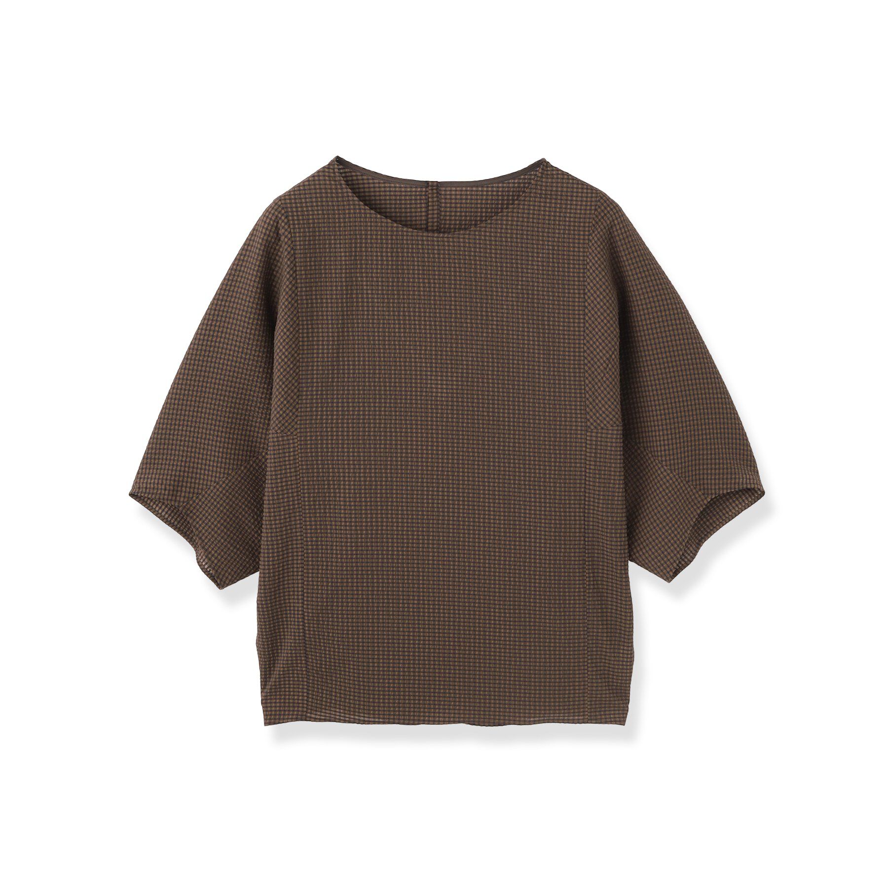 INDIVI「【体型カバー】サッカーチェックドルマントップス」|Tシャツ・カットソー|
