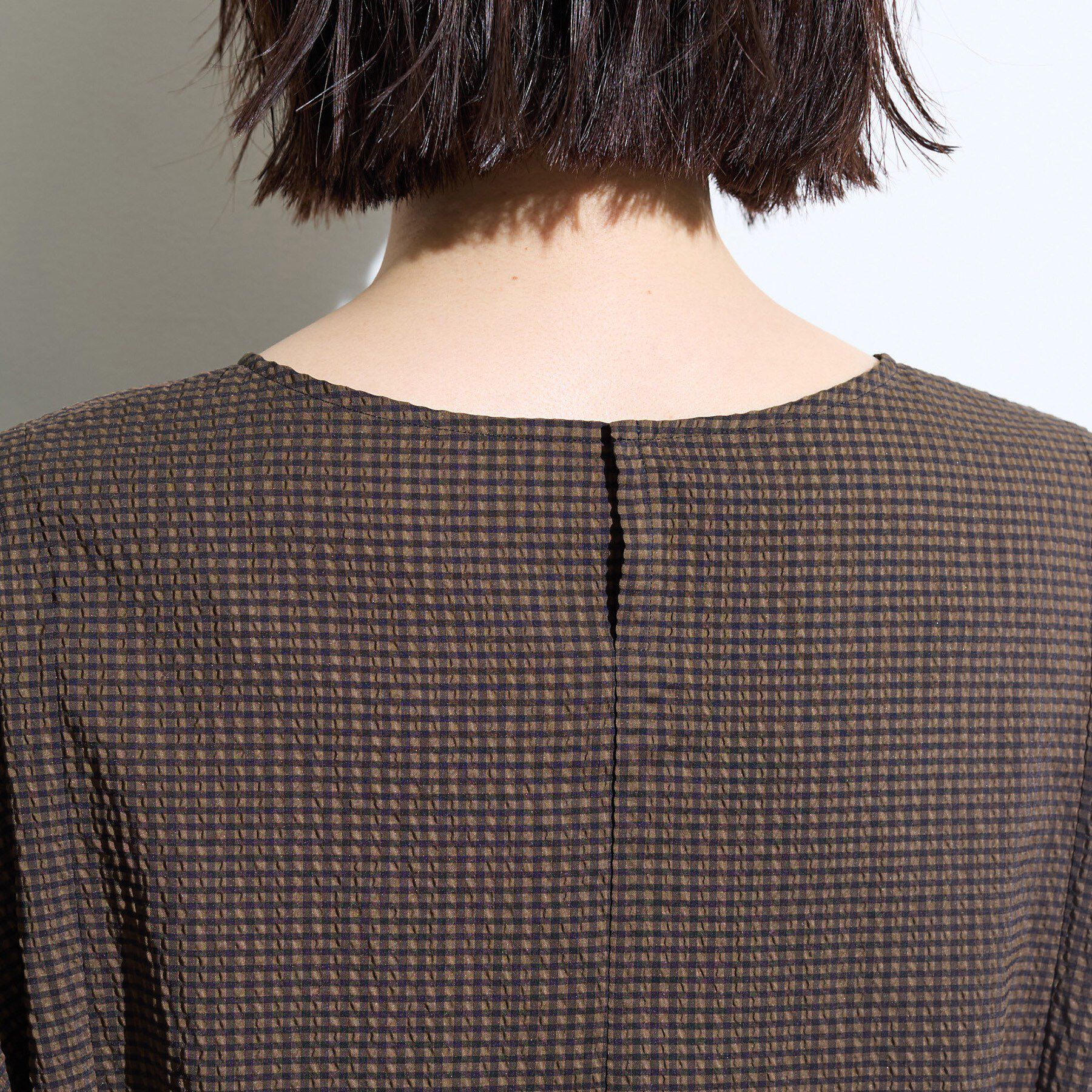 INDIVI「【体型カバー】サッカーチェックドルマントップス」|Tシャツ・カットソー|