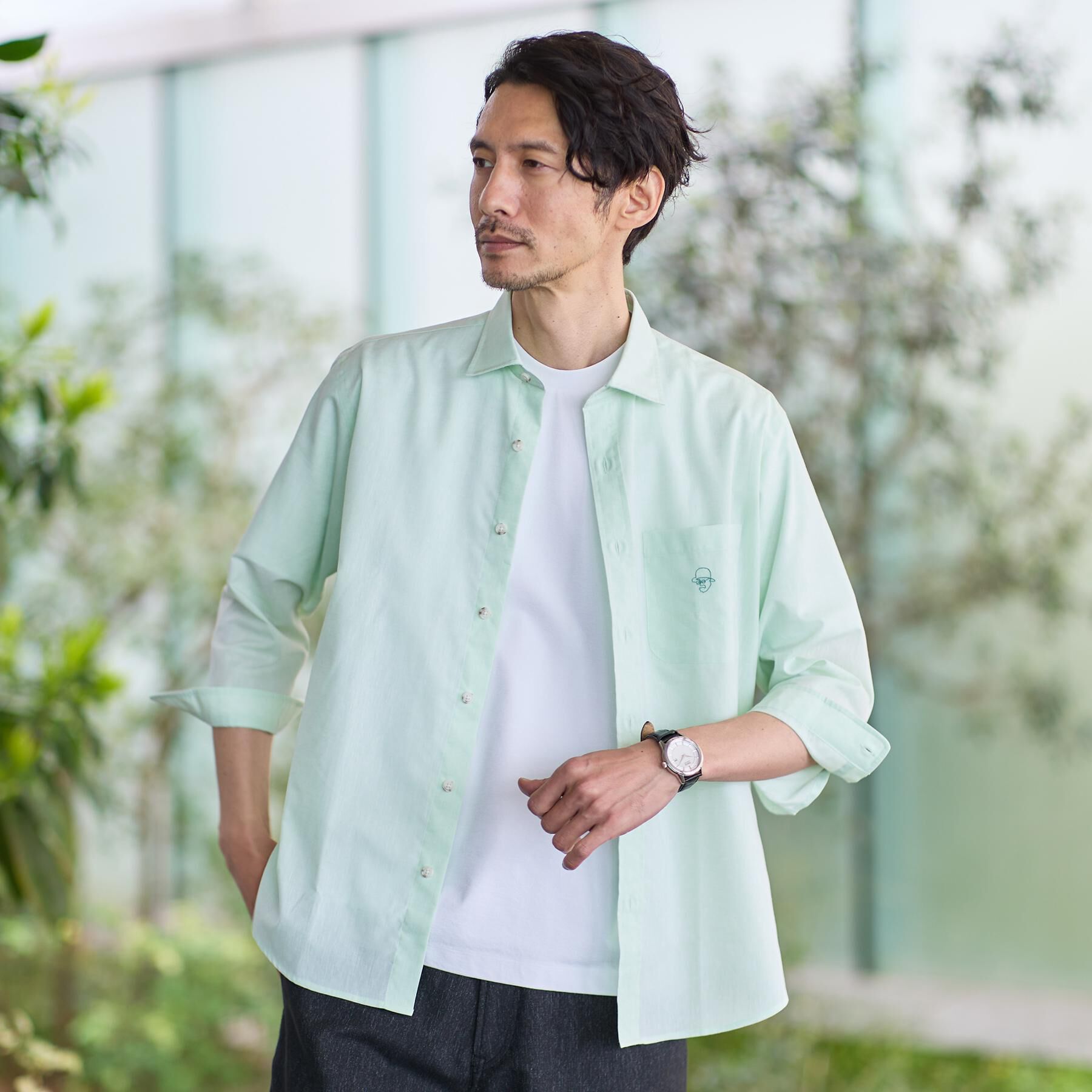 TAKEO KIKUCHI「【接触冷感】ハイブリッド リネン 七分袖シャツ」|シャツ・ブラウス|