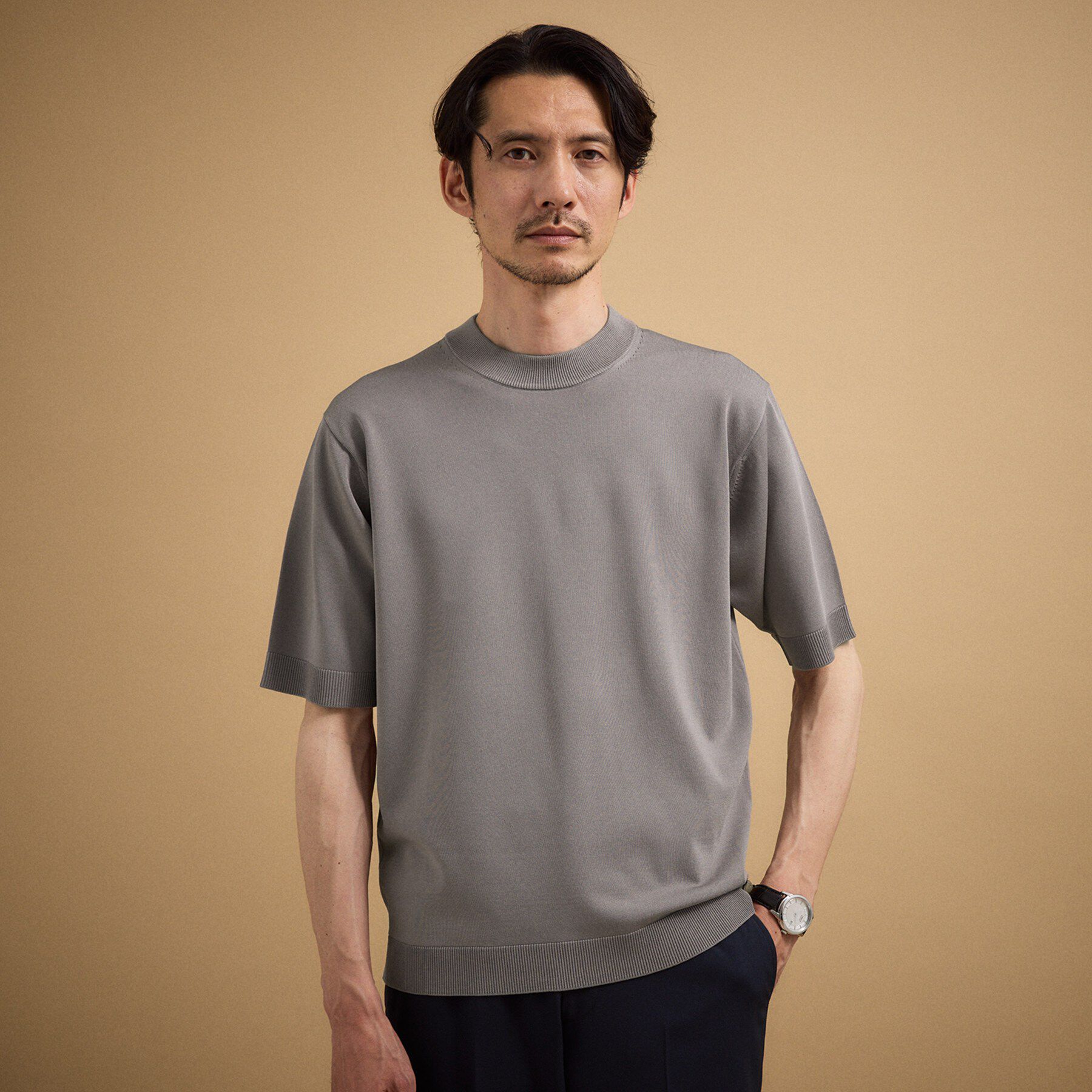 TAKEO KIKUCHI「【接触冷感/洗える】ヴィスコースナイロンモックネックニット」|ニット・セーター|
