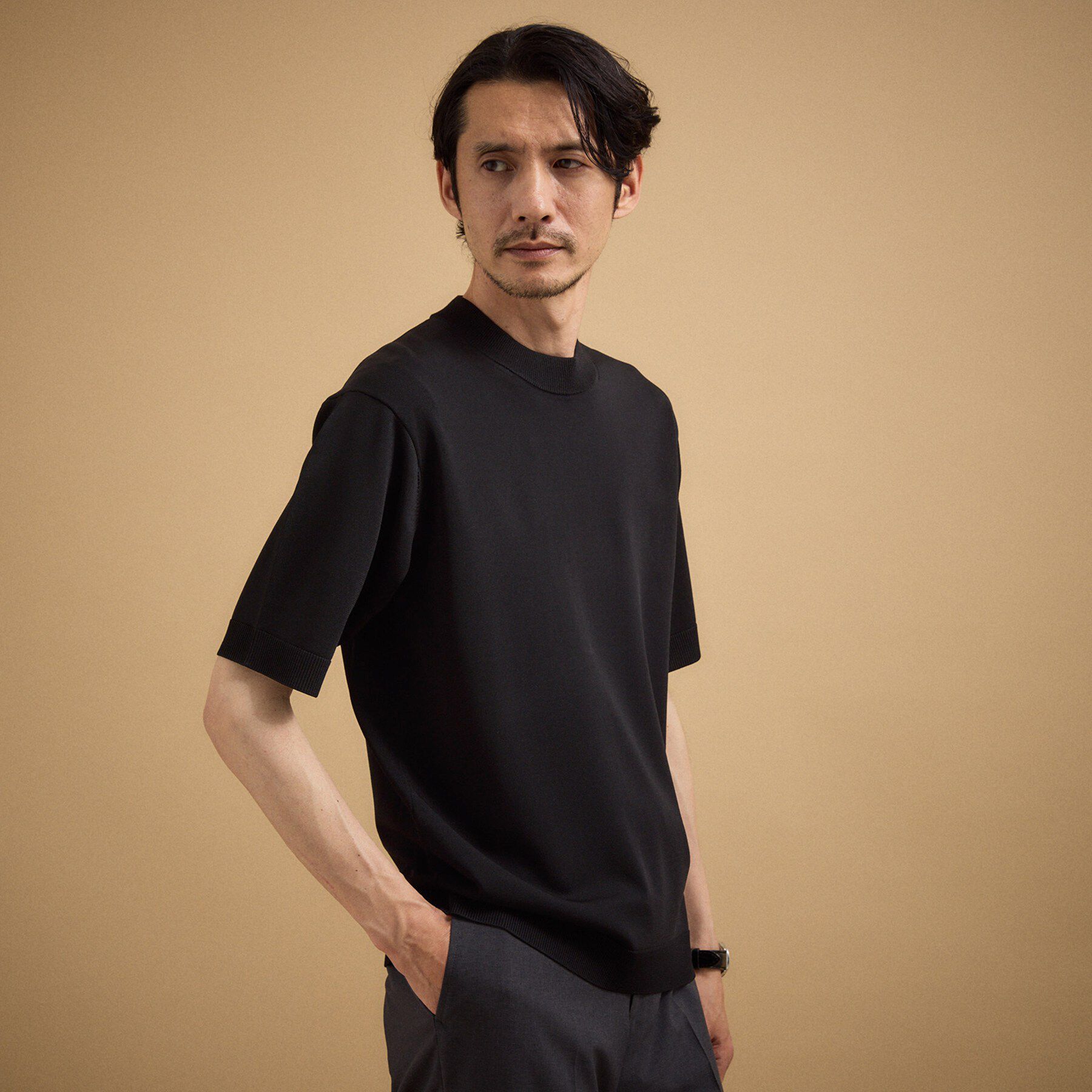 TAKEO KIKUCHI「【接触冷感/洗える】ヴィスコースナイロンモックネックニット」|ニット・セーター|