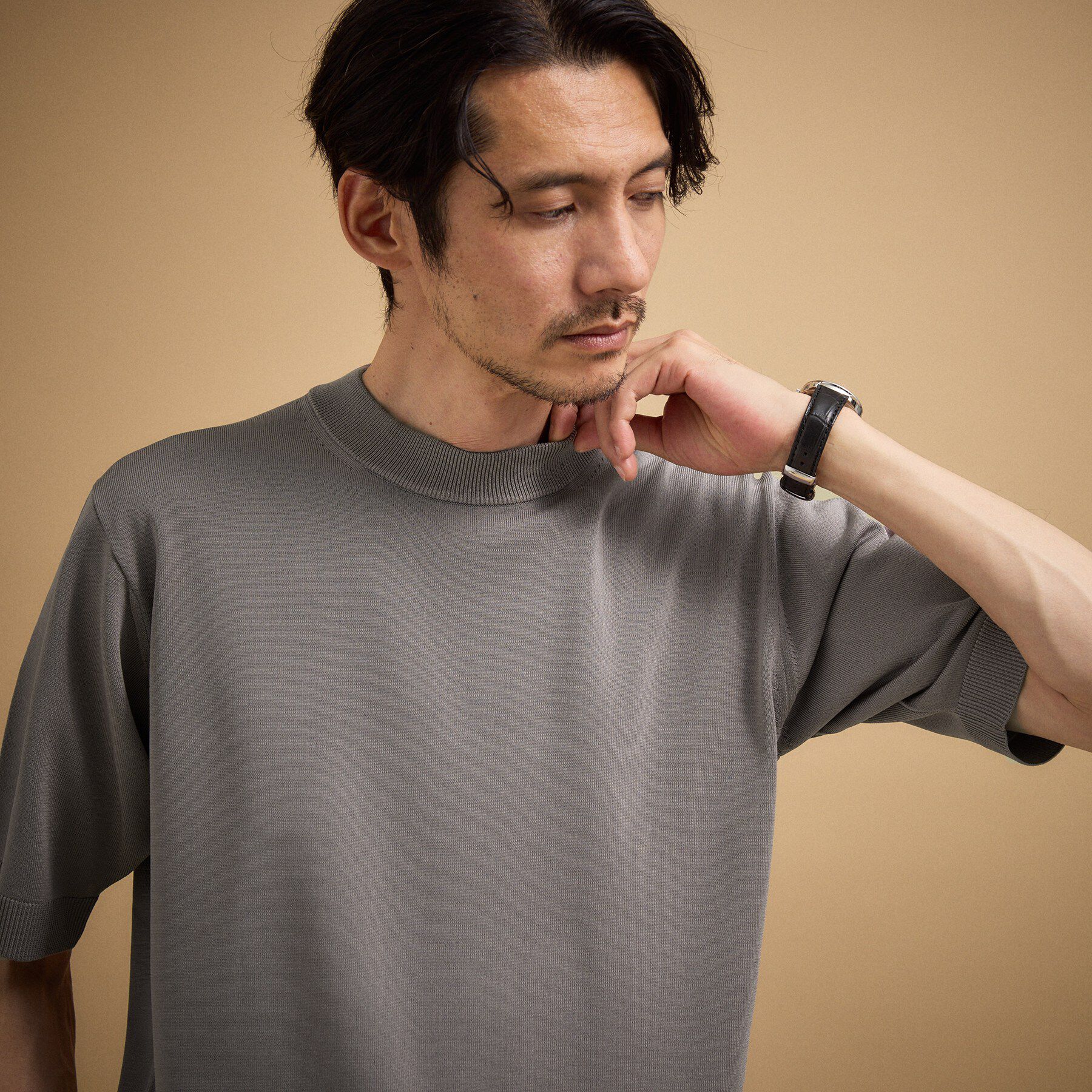 TAKEO KIKUCHI「【接触冷感/洗える】ヴィスコースナイロンモックネックニット」|ニット・セーター|
