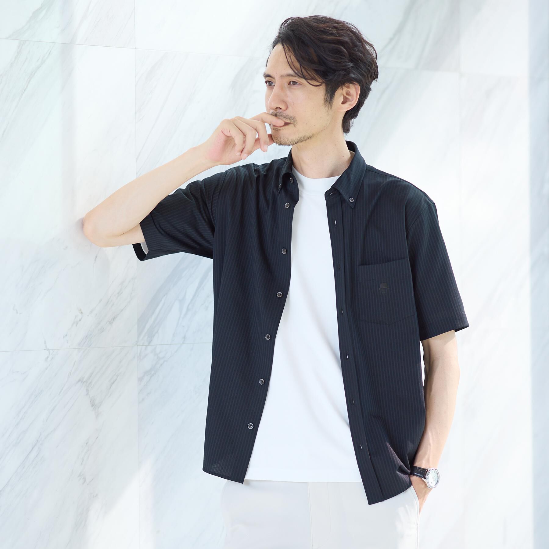TAKEO KIKUCHI「【接触冷感】ジャージストライプ シャツ」|シャツ・ブラウス|