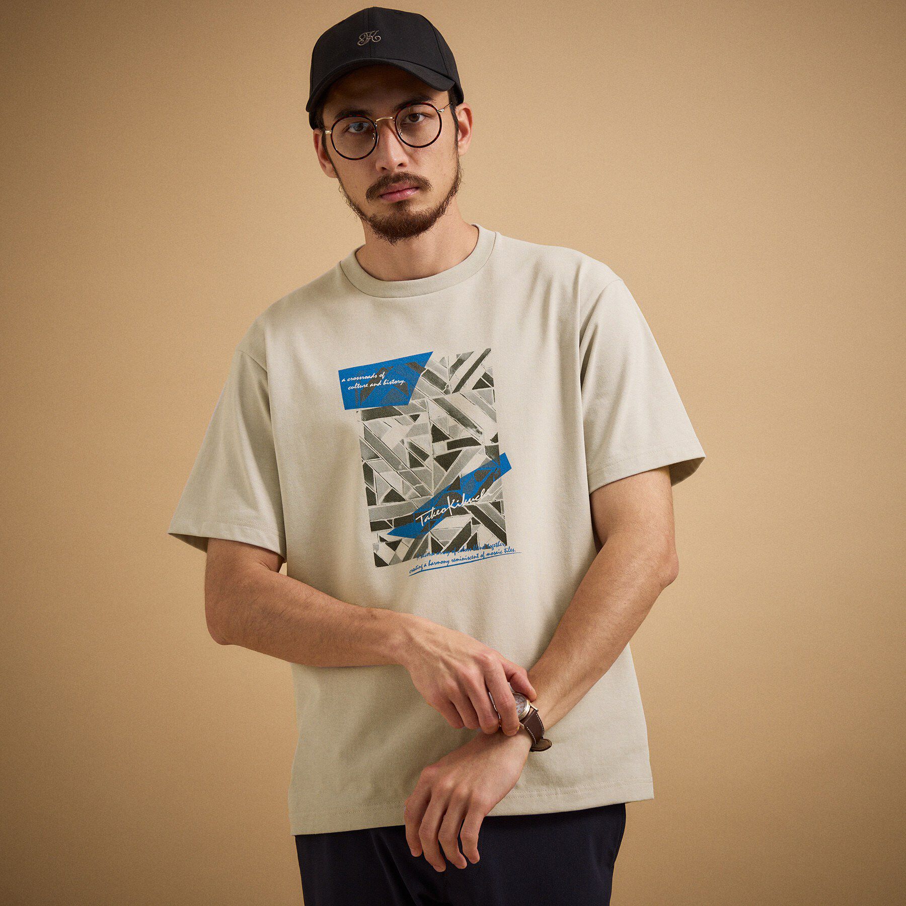 TAKEO KIKUCHI「モノクロタイルTシャツ」|Tシャツ・カットソー|