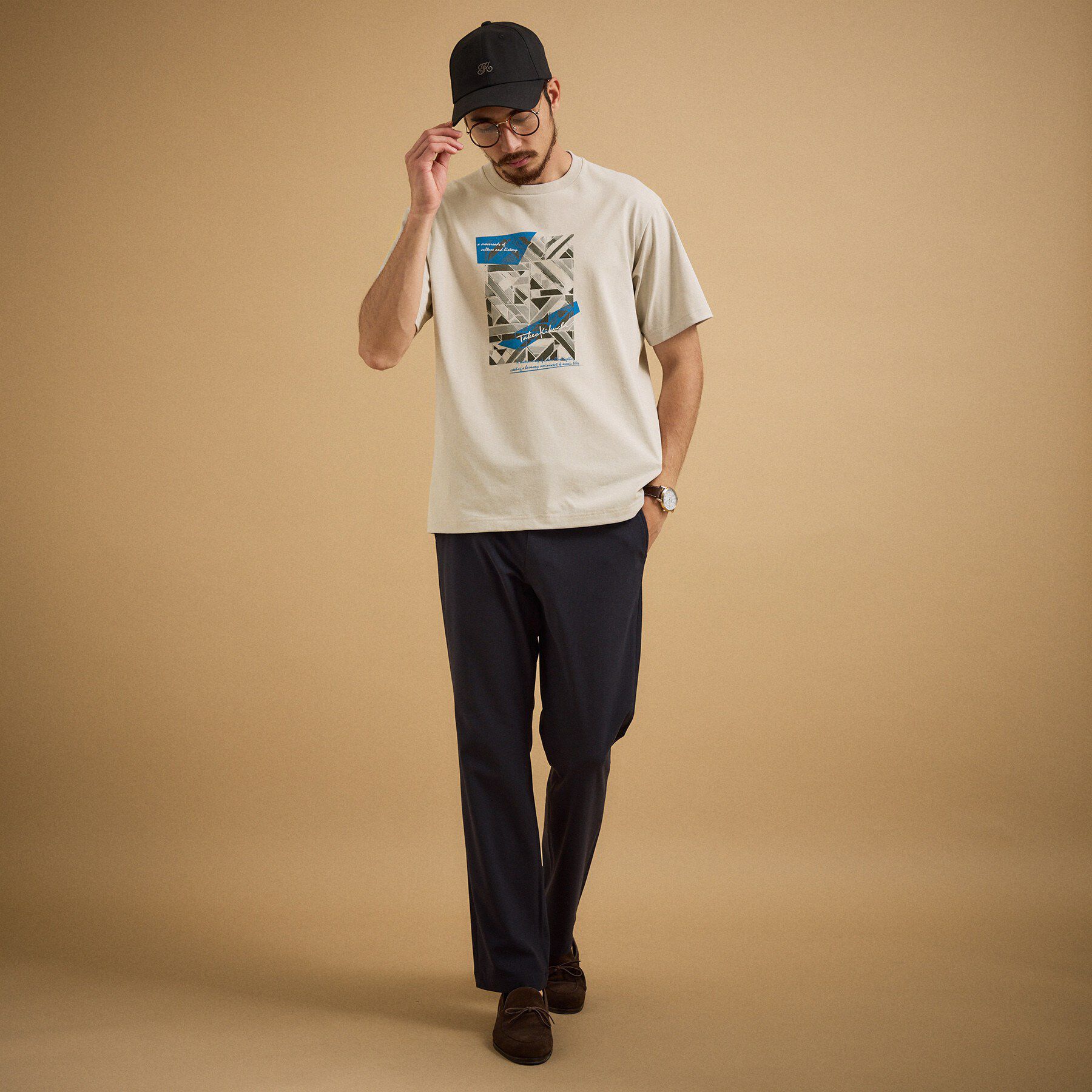 TAKEO KIKUCHI「モノクロタイルTシャツ」|Tシャツ・カットソー|