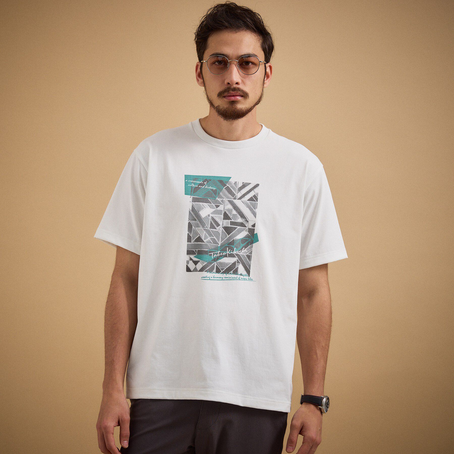 TAKEO KIKUCHI「モノクロタイルTシャツ」|Tシャツ・カットソー|