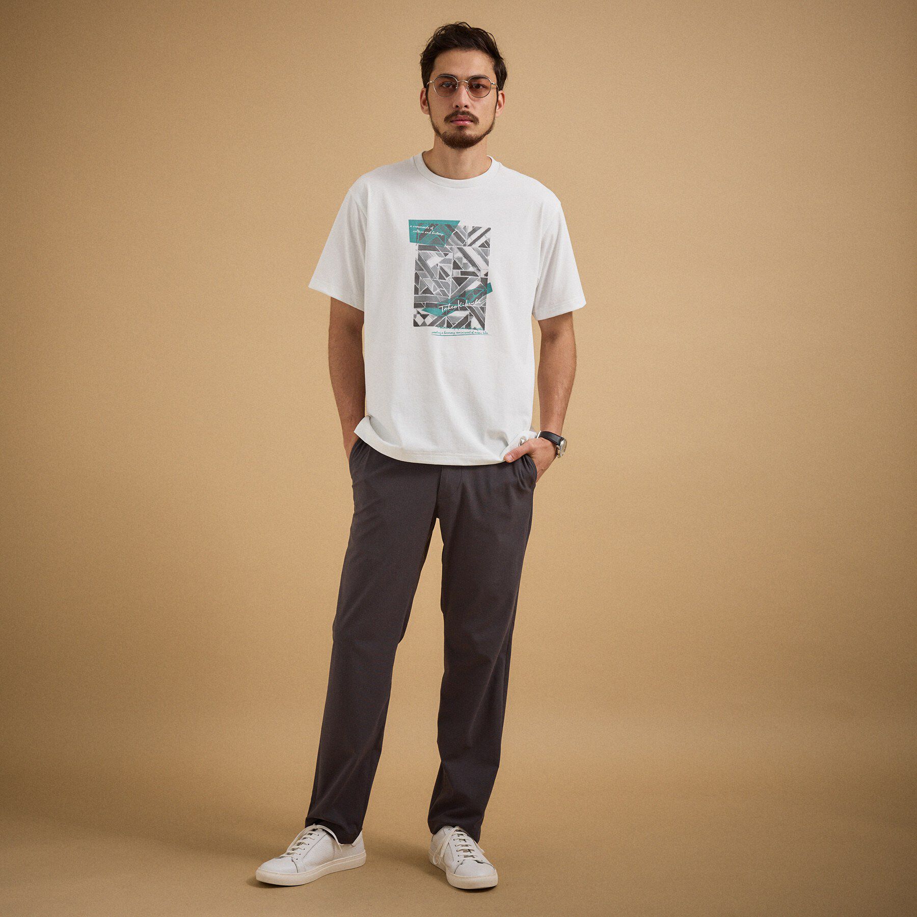 TAKEO KIKUCHI「モノクロタイルTシャツ」|Tシャツ・カットソー|