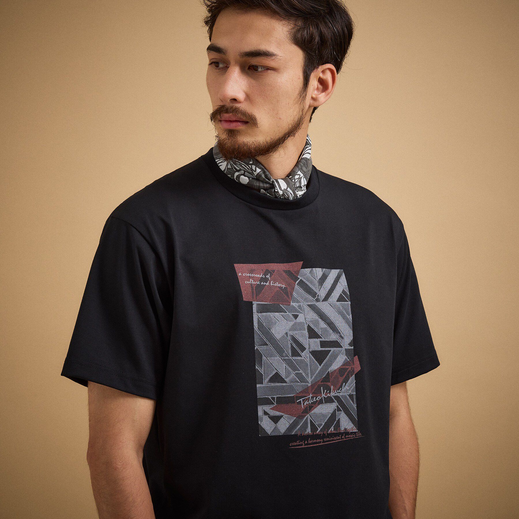 TAKEO KIKUCHI「モノクロタイルTシャツ」|Tシャツ・カットソー|
