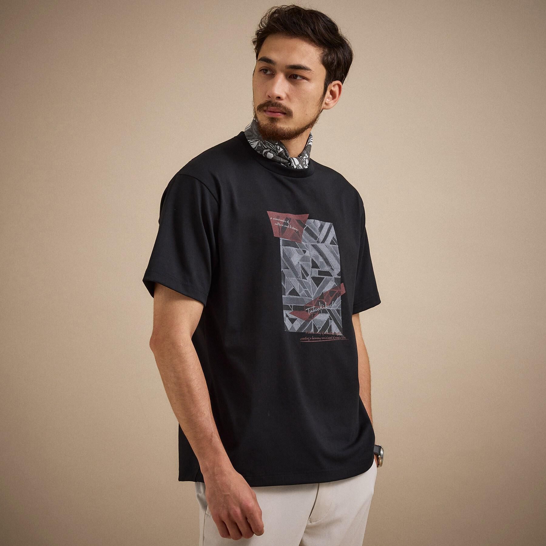 TAKEO KIKUCHI「モノクロタイルTシャツ」|Tシャツ・カットソー|ブラック(019)