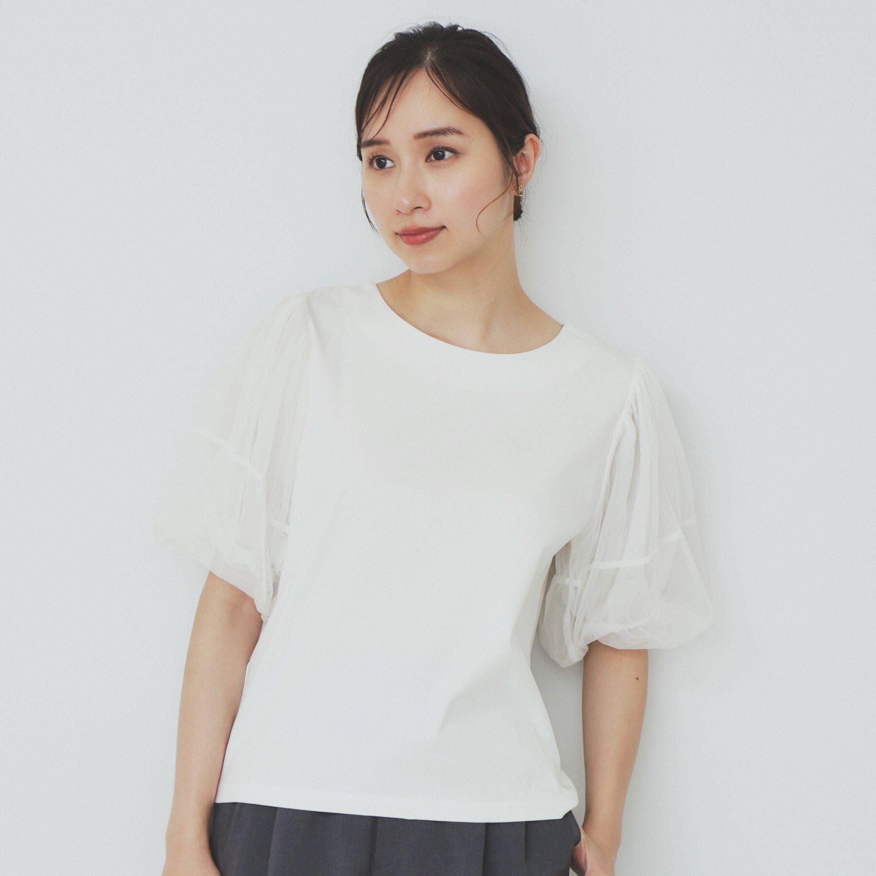 index「チュールドッキングバルーントップス【洗濯機洗い可／接触冷感】」|Tシャツ・カットソー|